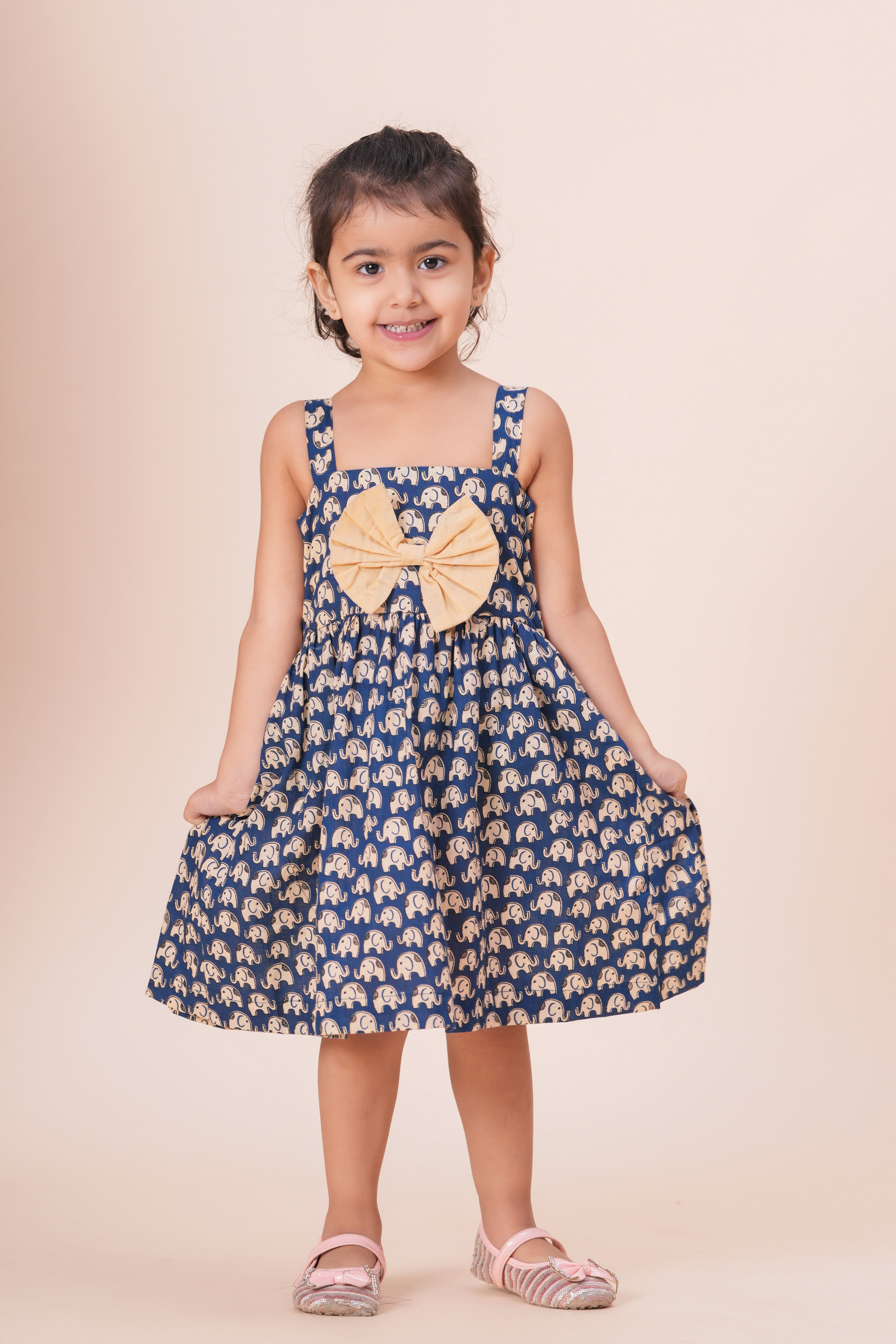 Girls Kids Pure Cotton Sleeveless Flare Dress | Animal Printed One-Piece Dress | Soft Breathable Cotton Outfit