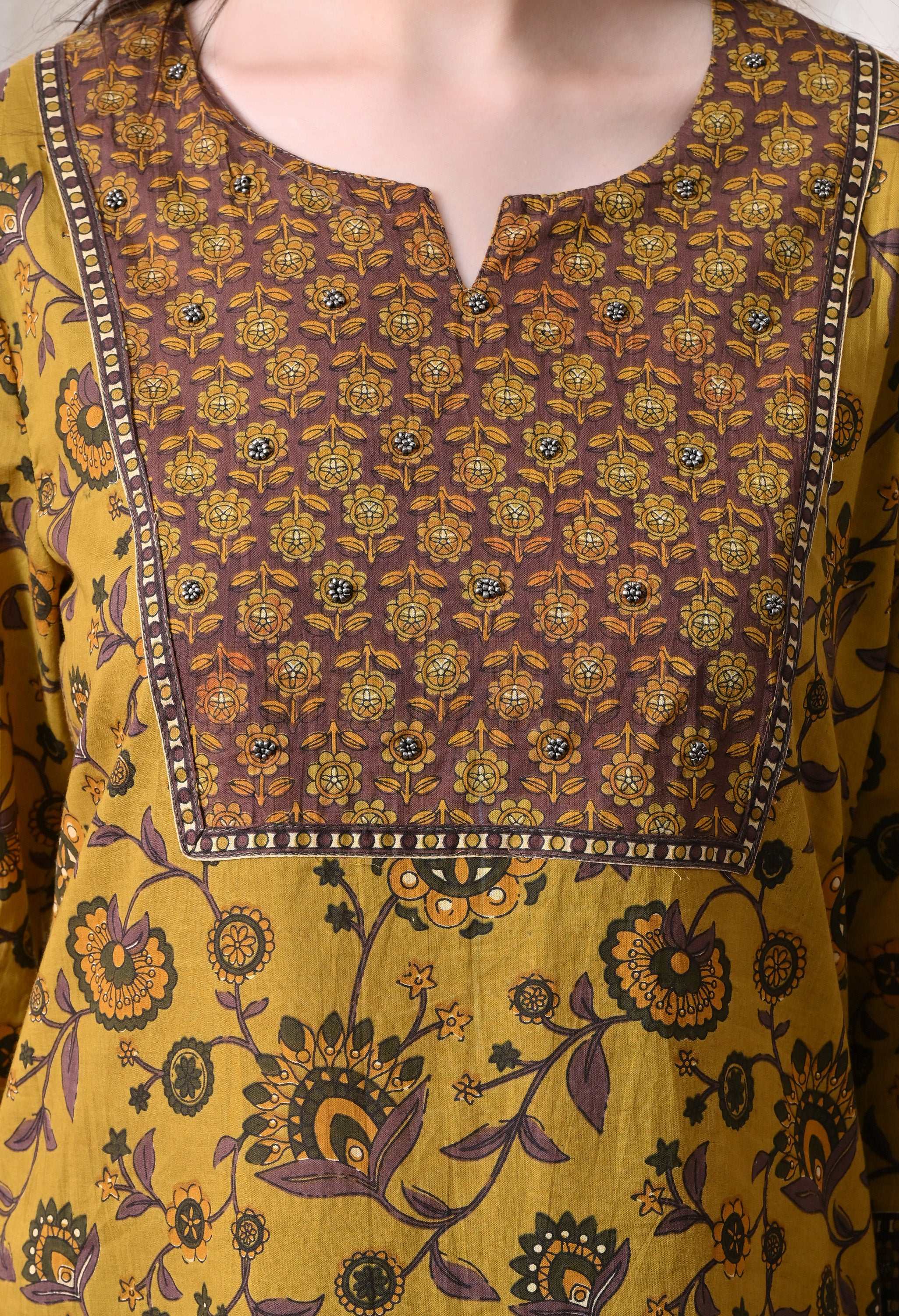 MEERA FAB Women Printed Regular Pure Cotton Straight Handwork Kurta with Palazzos & with Dupatta (Copy)
