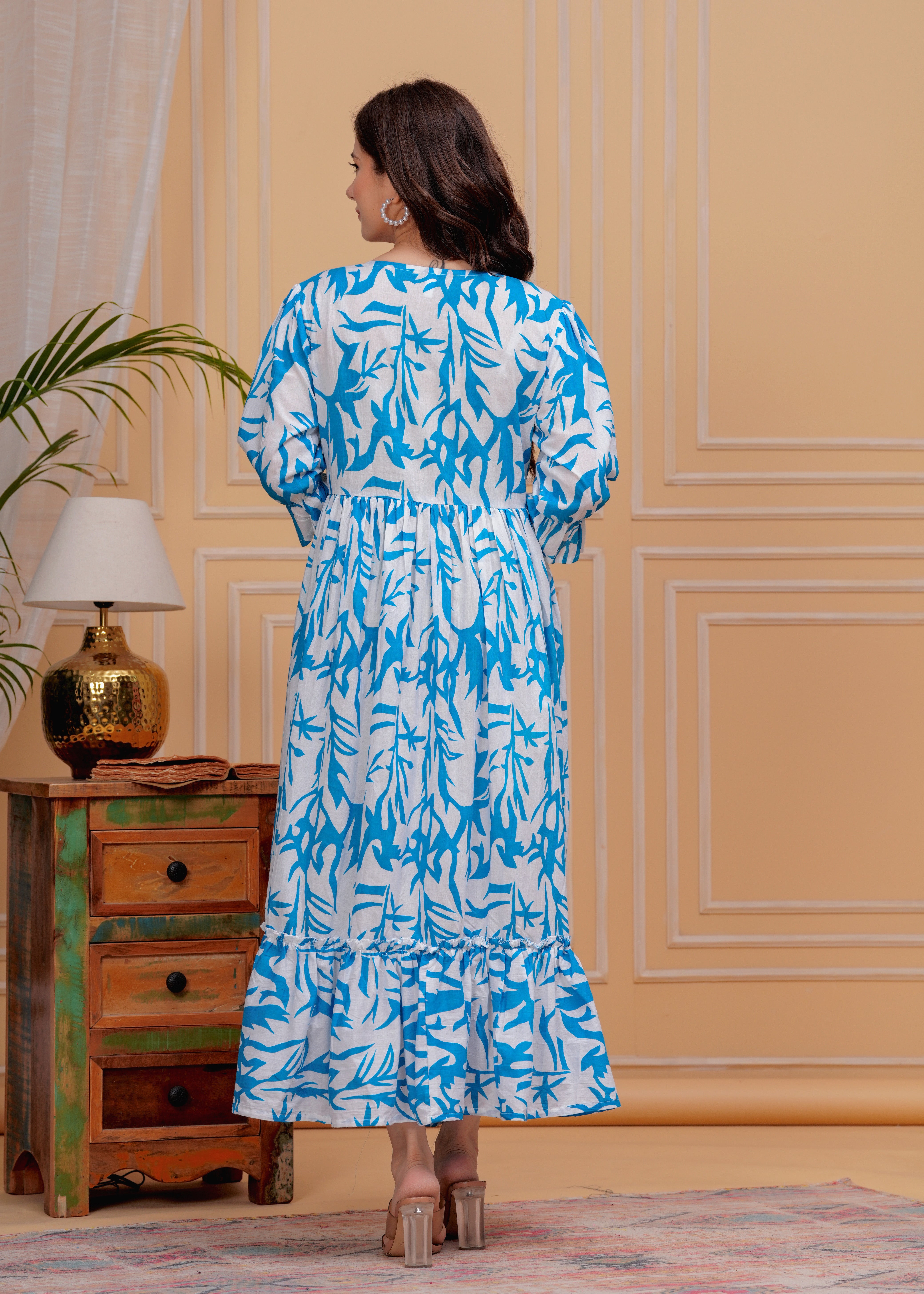 MEERA FAB Women's Pure Cotton Regular Fit Anarkali Floral Printed Regular Kurta