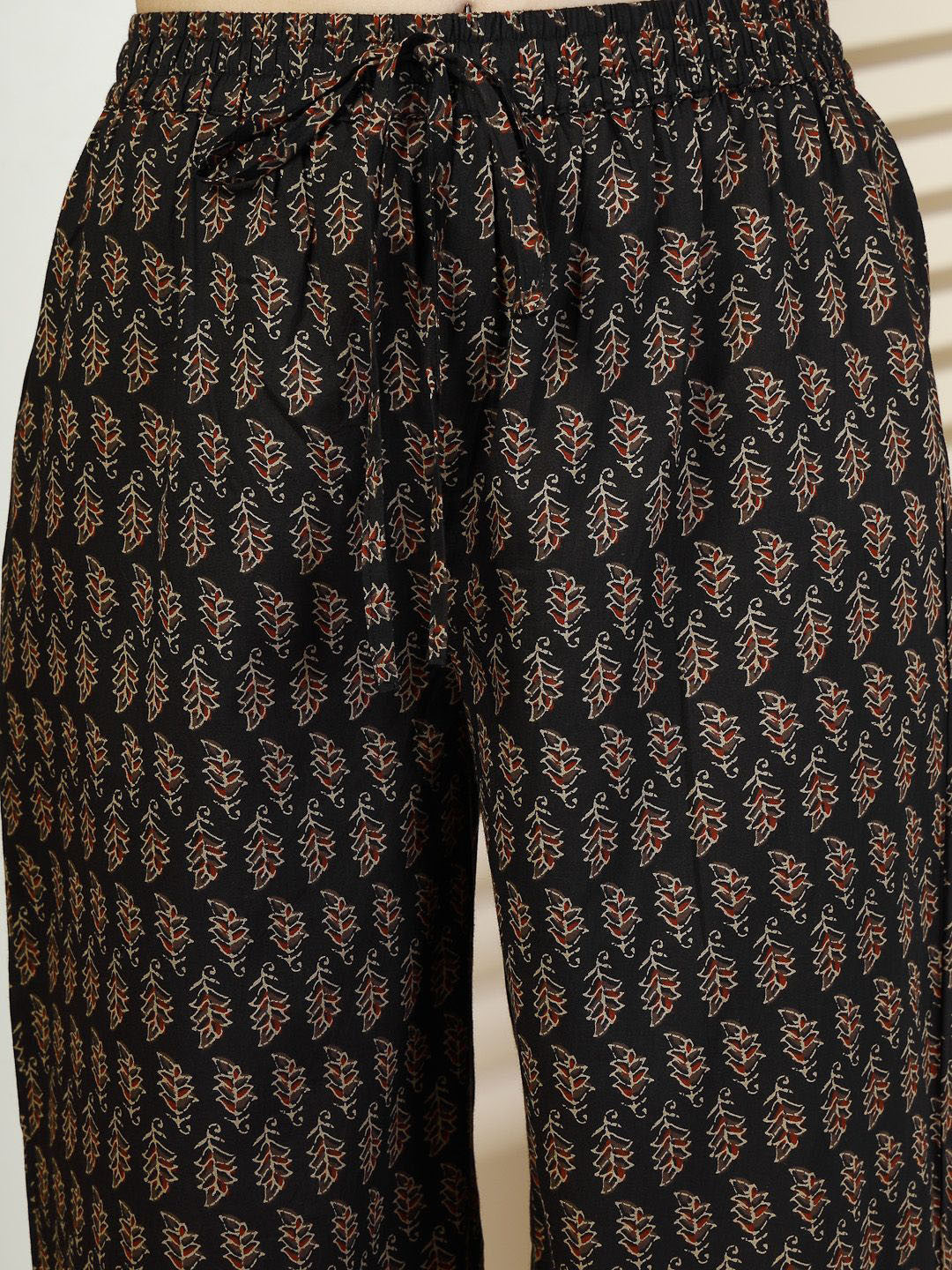 MEERA FAB Floral Printed Sequined Cotton Anarkali Kurta With Palazzos & Dupatta | Sanganeri Print