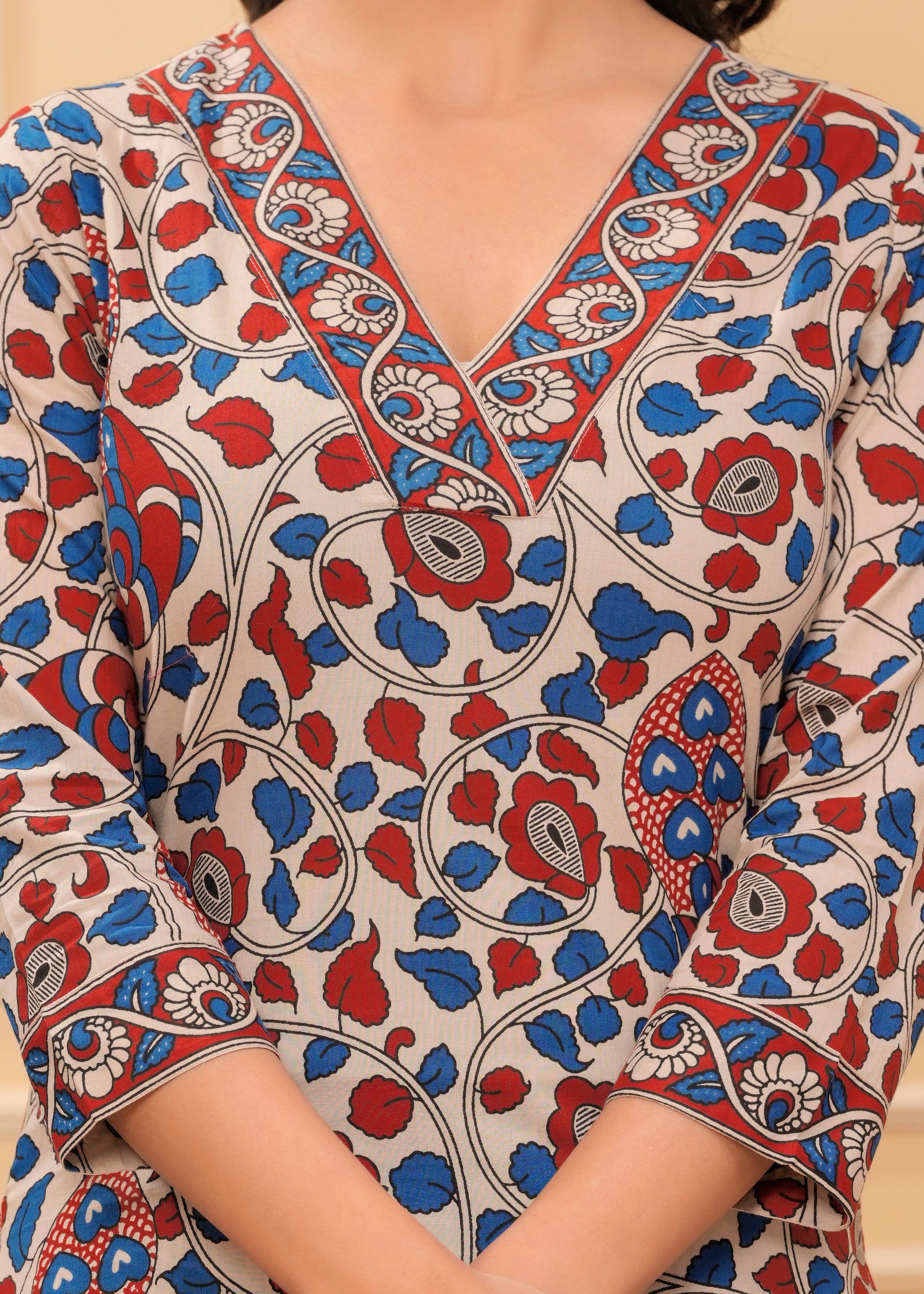 MEERA FAB Women's Cotton Printed Straight Kurta with Palazzo