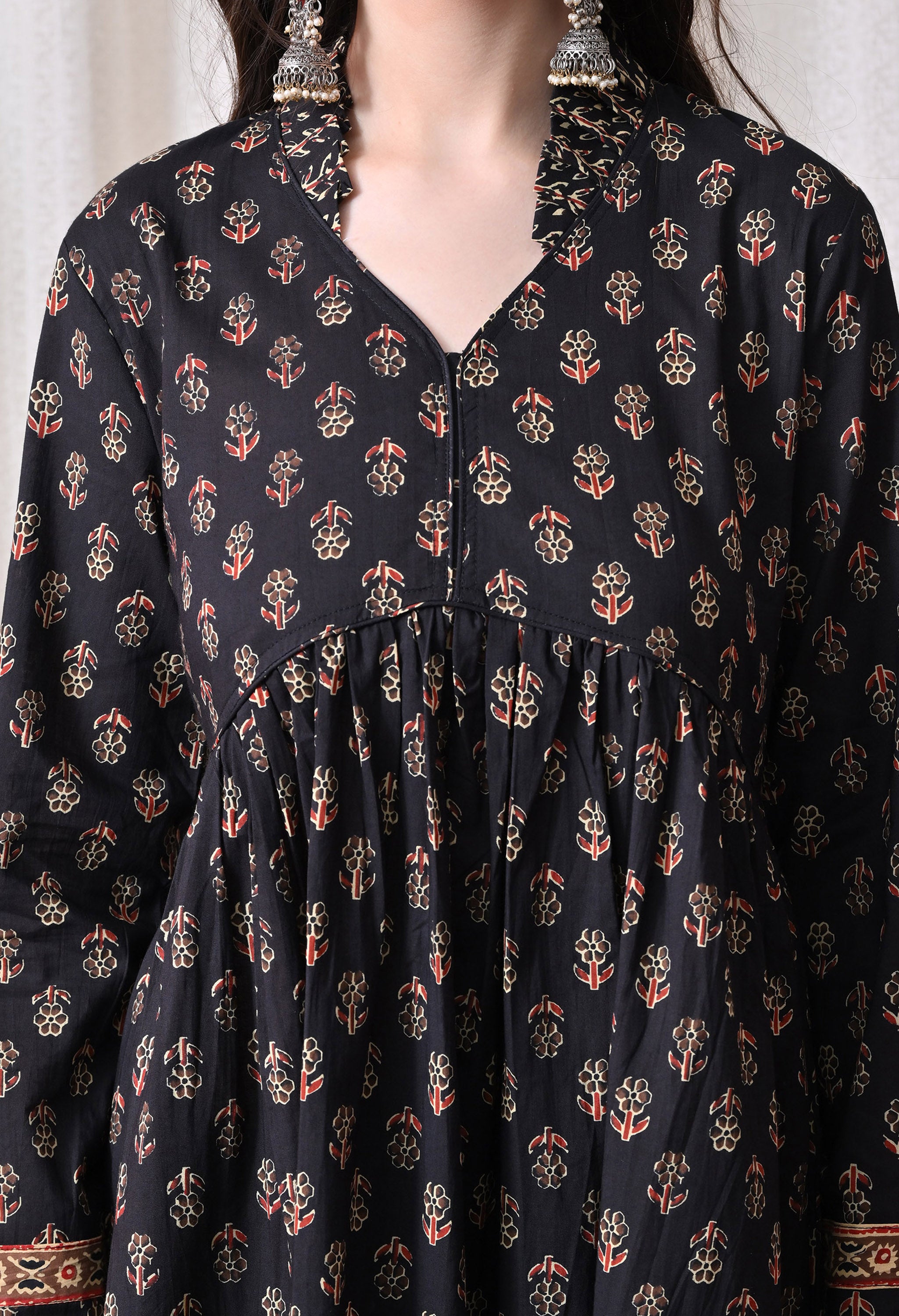 MEERA FAB Women Printed Regular Pure Cotton Anarkali Kurta with Palazzos & with Dupatta