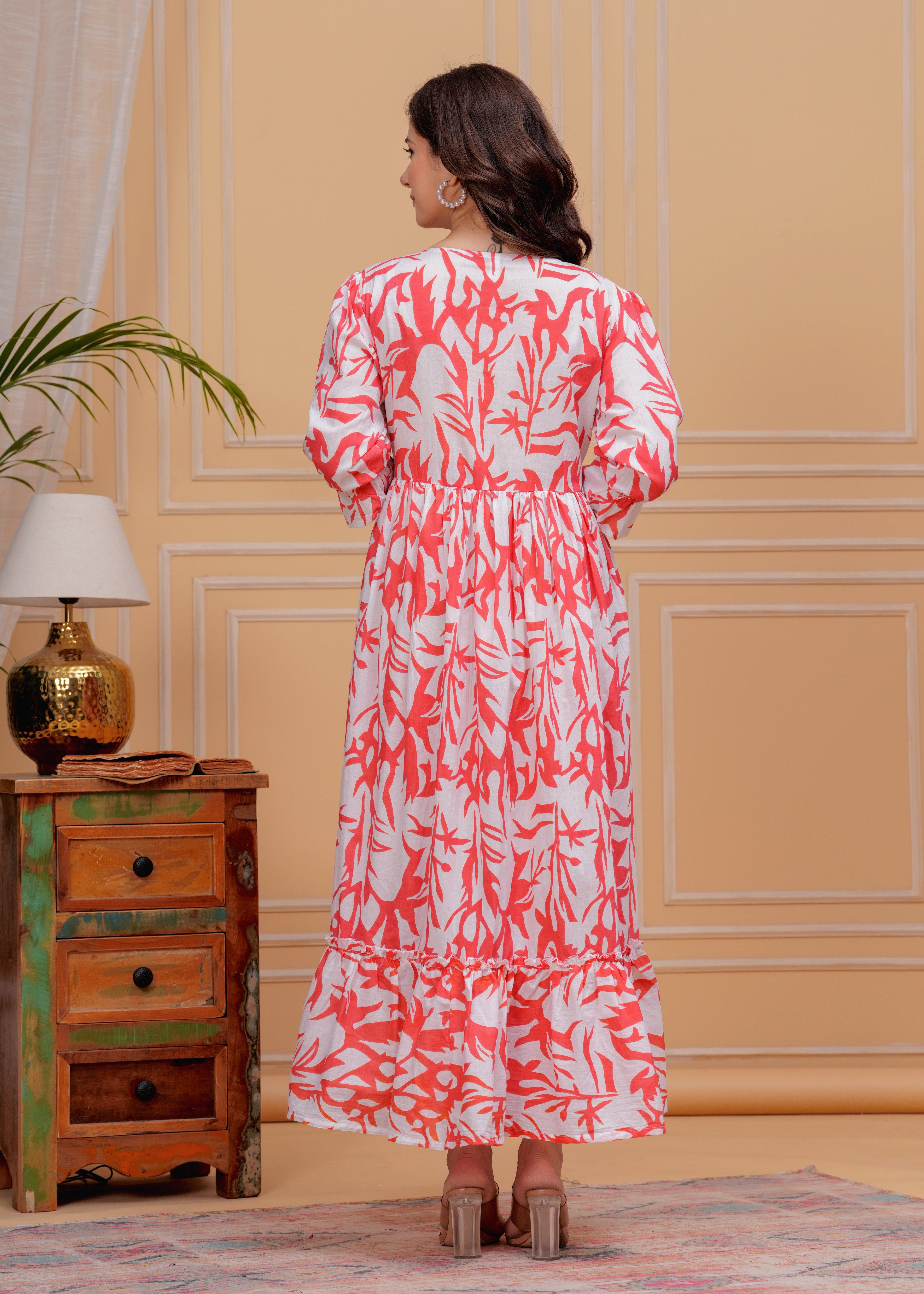 MEERA FAB Women's Pure Cotton Regular Fit Anarkali Floral Printed Regular Kurta