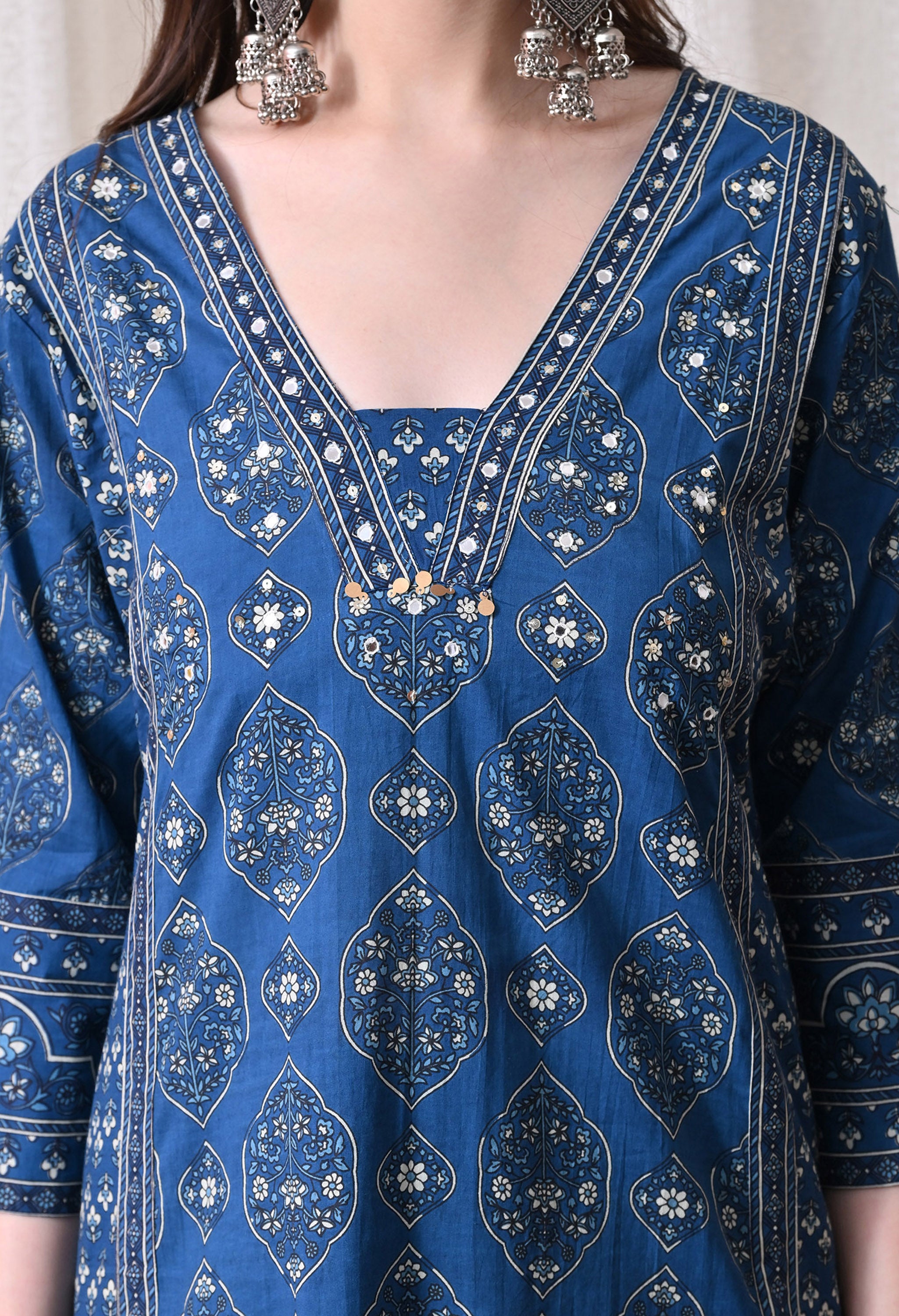 MEERA FAB Women Printed Regular Pure Cotton Straight Kurta with Palazzos & with Dupatta