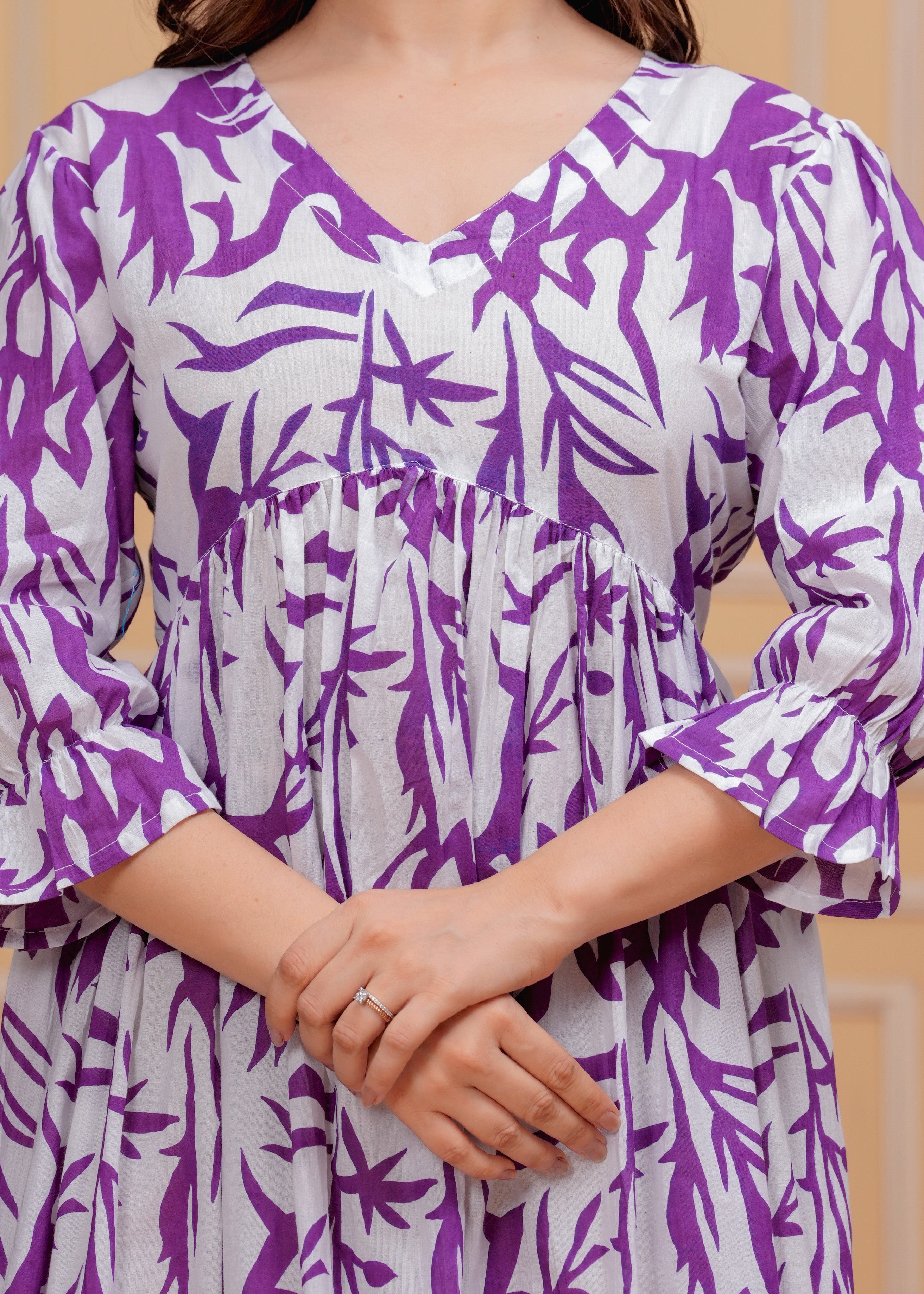 MEERA FAB Women's Pure Cotton Regular Fit Anarkali Floral Printed Regular Kurta