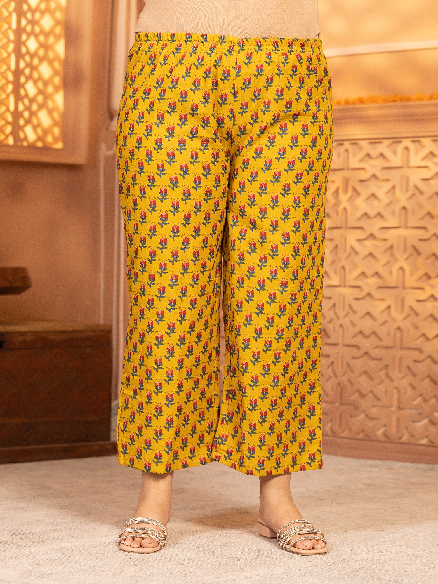 MEERA FAB Women's Cotton Blend V-Neck Plus Size Kurta Printed Kurta with Palazzo & Dupatta Set