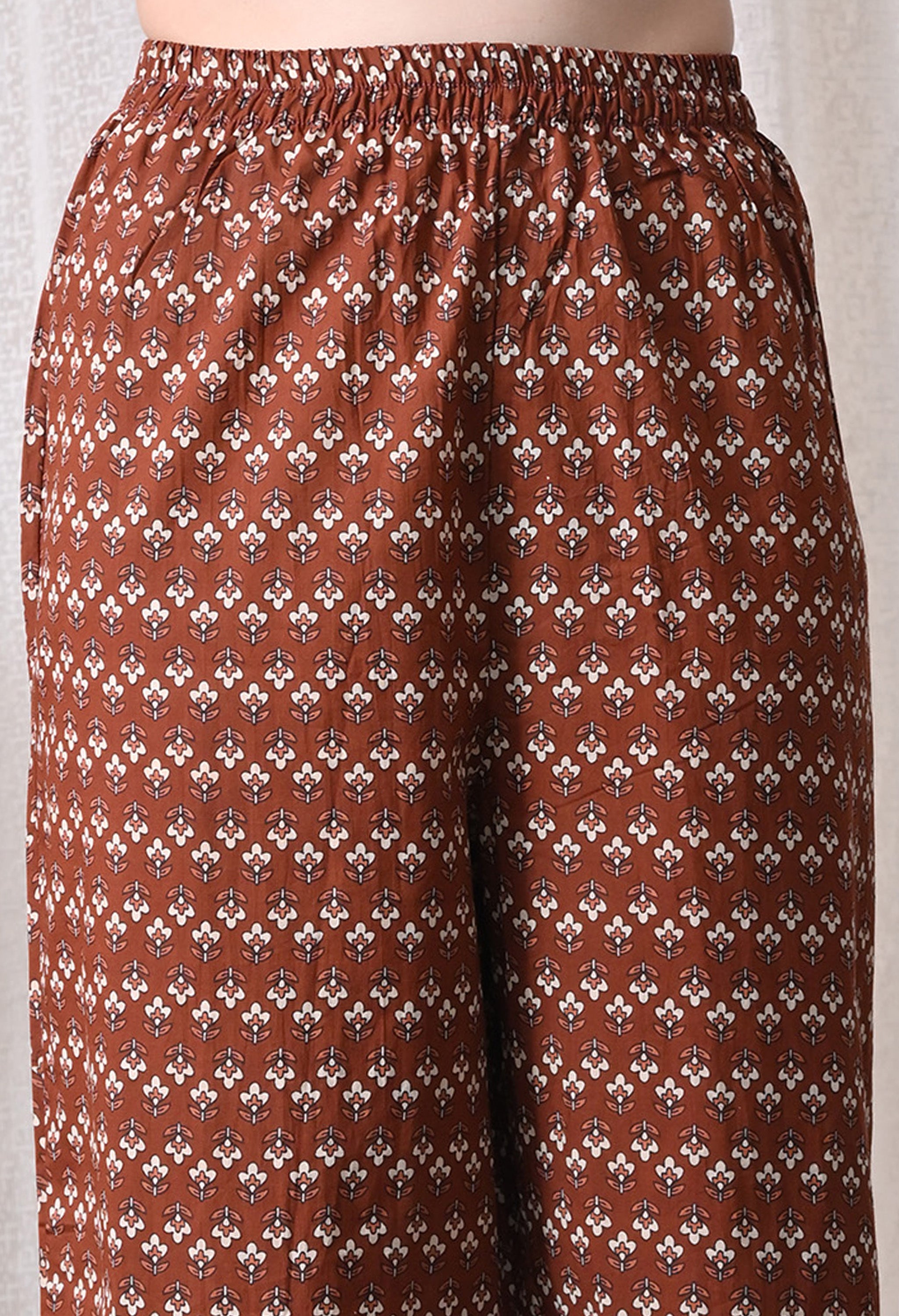 MEERA FAB Women Printed Regular Pure Cotton Straight Kurta with Palazzos & with Dupatta