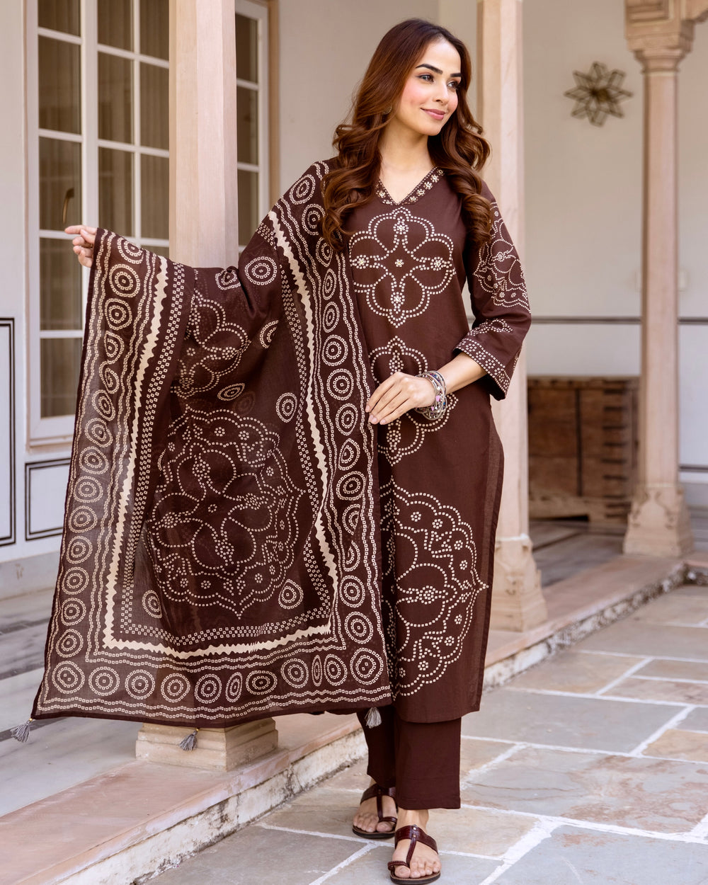 MEERA FAB Women's Pure Cotton Straight Kurta Set with Palazzo Pants & Dupatta|Ethnic wear|Kurti Suit Set for Women