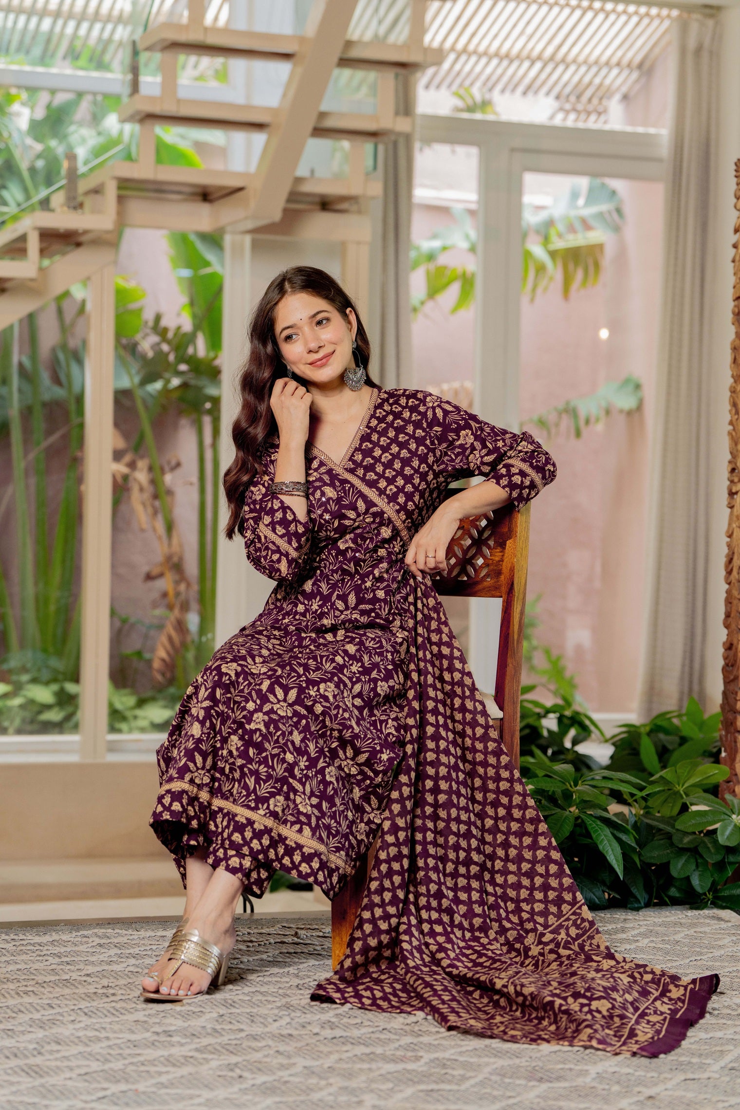 MEERA FAB Women Floral Printed Regular Pure Cotton V NECK Anarkali Kurta with Palazzos & with Dupatta (Copy)