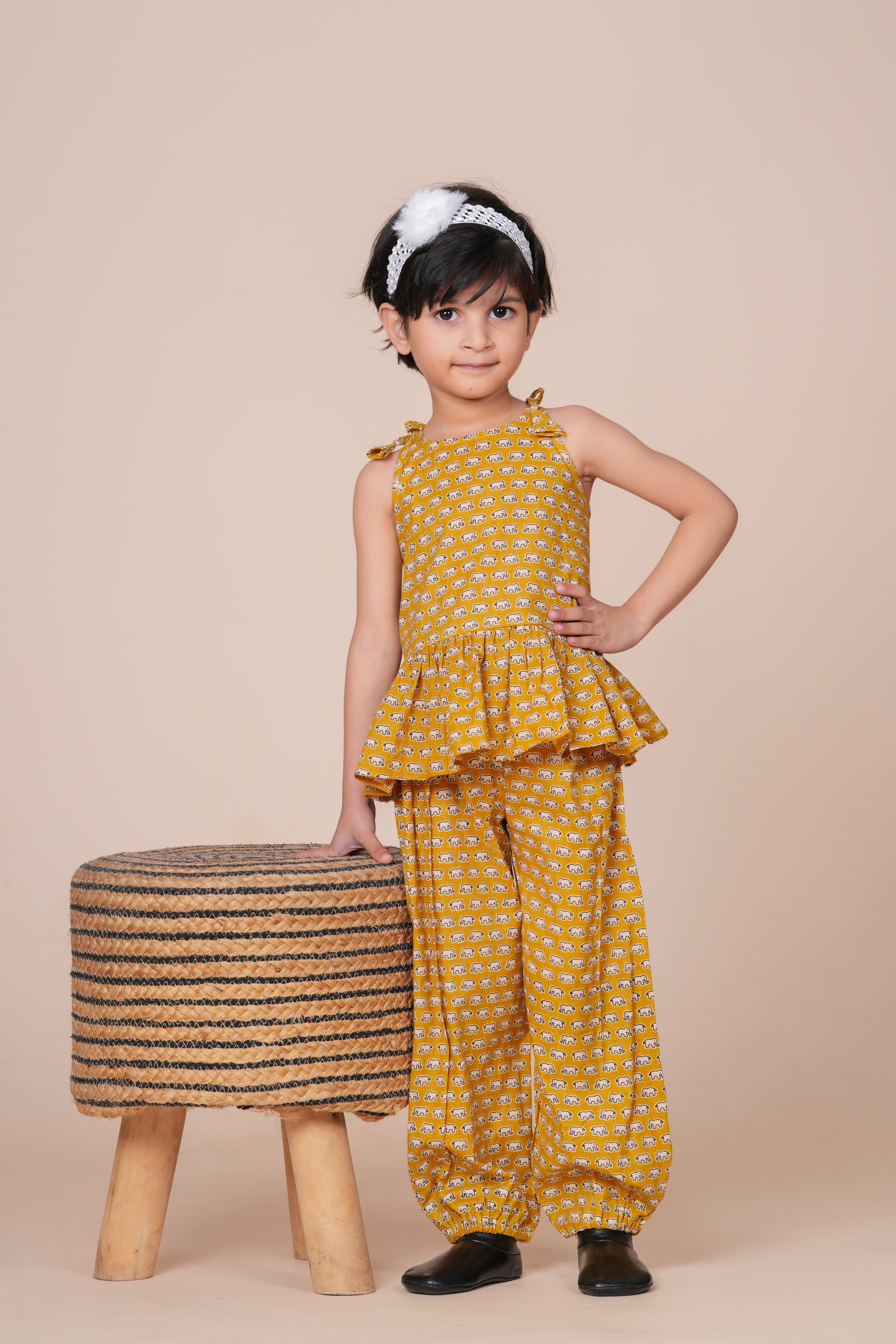 Girls Pure Cotton Top with Pant Set | Animal Printed Sleeveless Top with Palazzo Pants | Soft Breathable Co-ord Outfit
