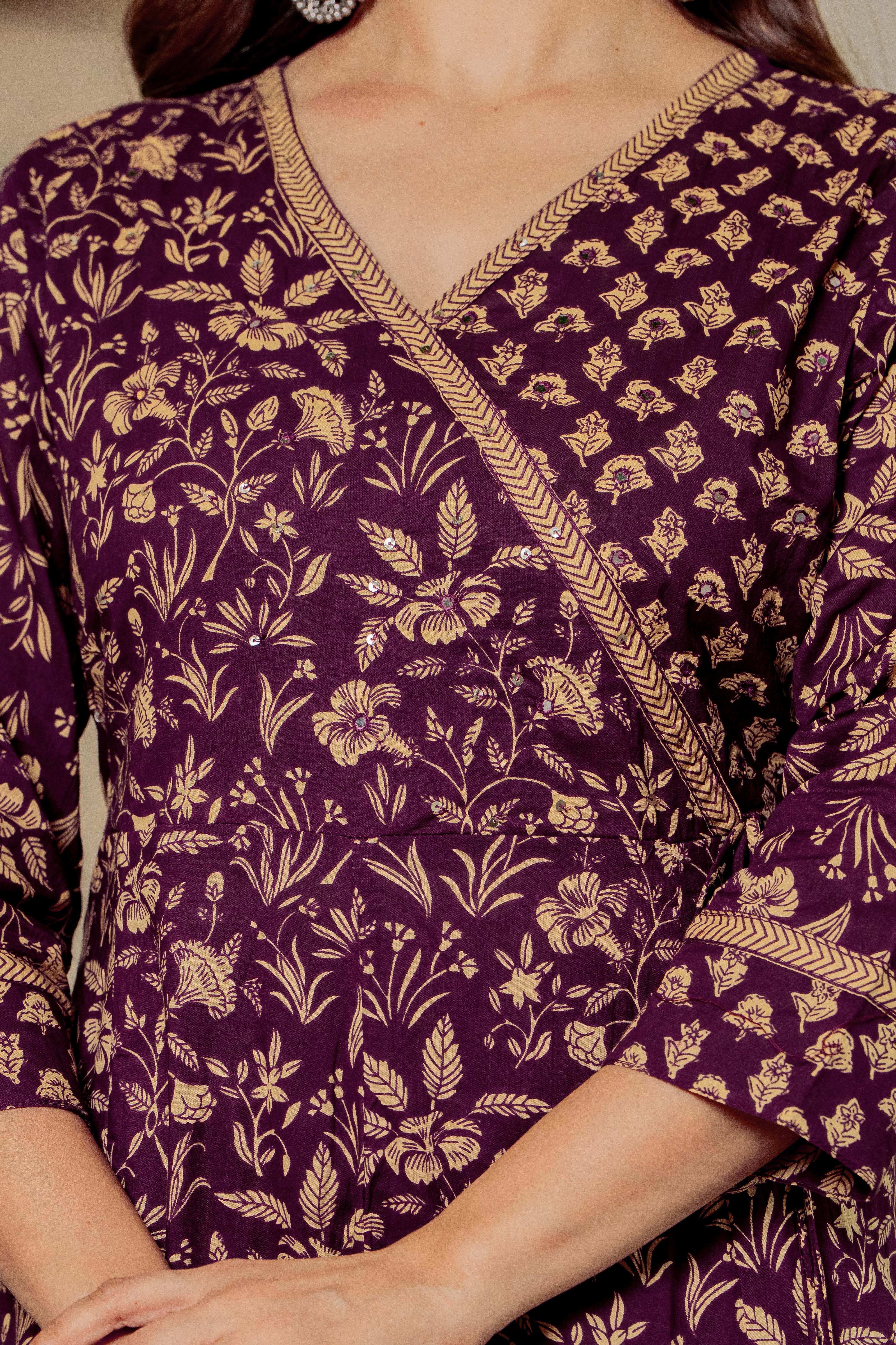 MEERA FAB Women Floral Printed Regular Pure Cotton V NECK Anarkali Kurta with Palazzos & with Dupatta (Copy)