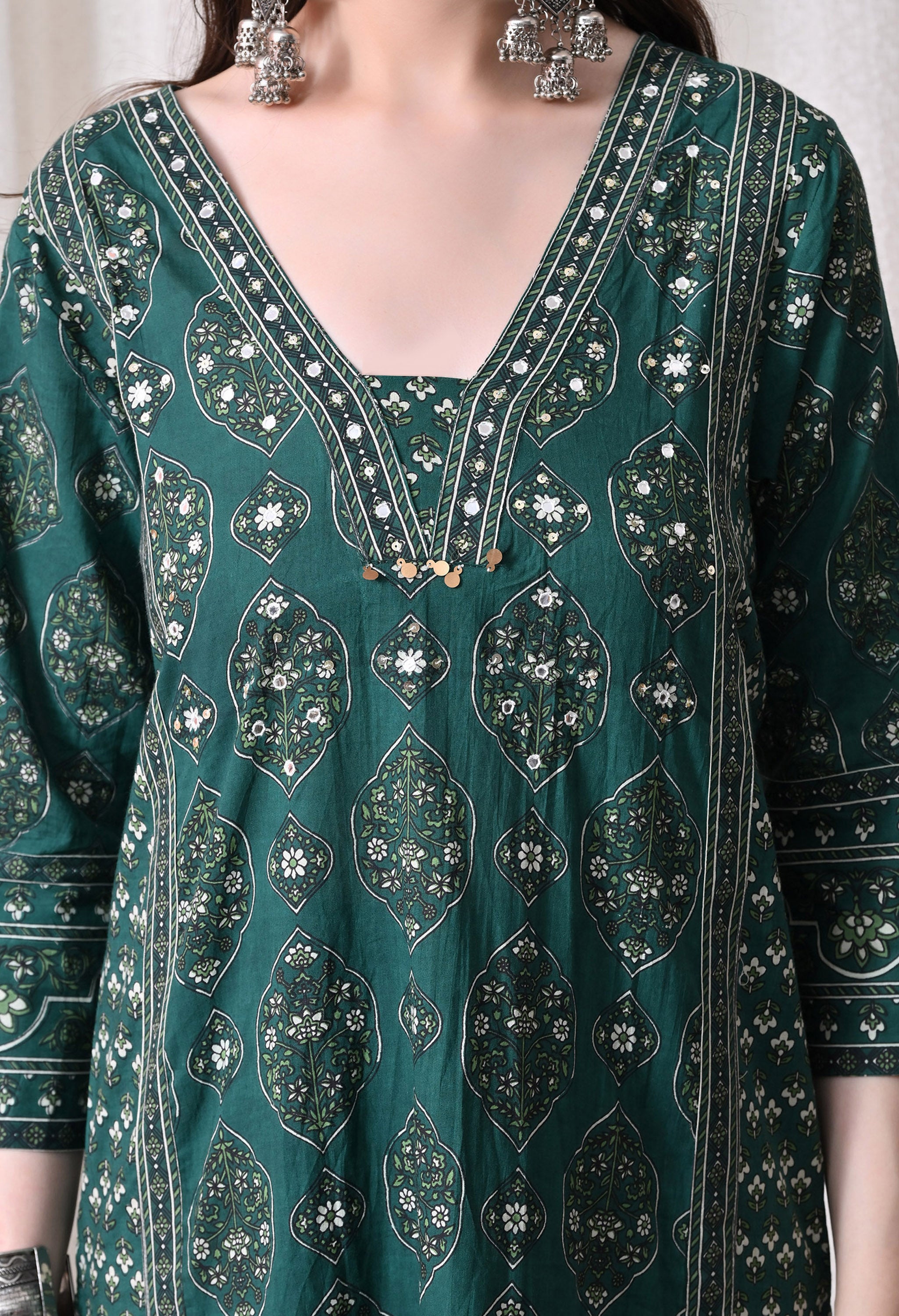 MEERA FAB Women Printed Regular Pure Cotton Straight Kurta with Palazzos & with Dupatta