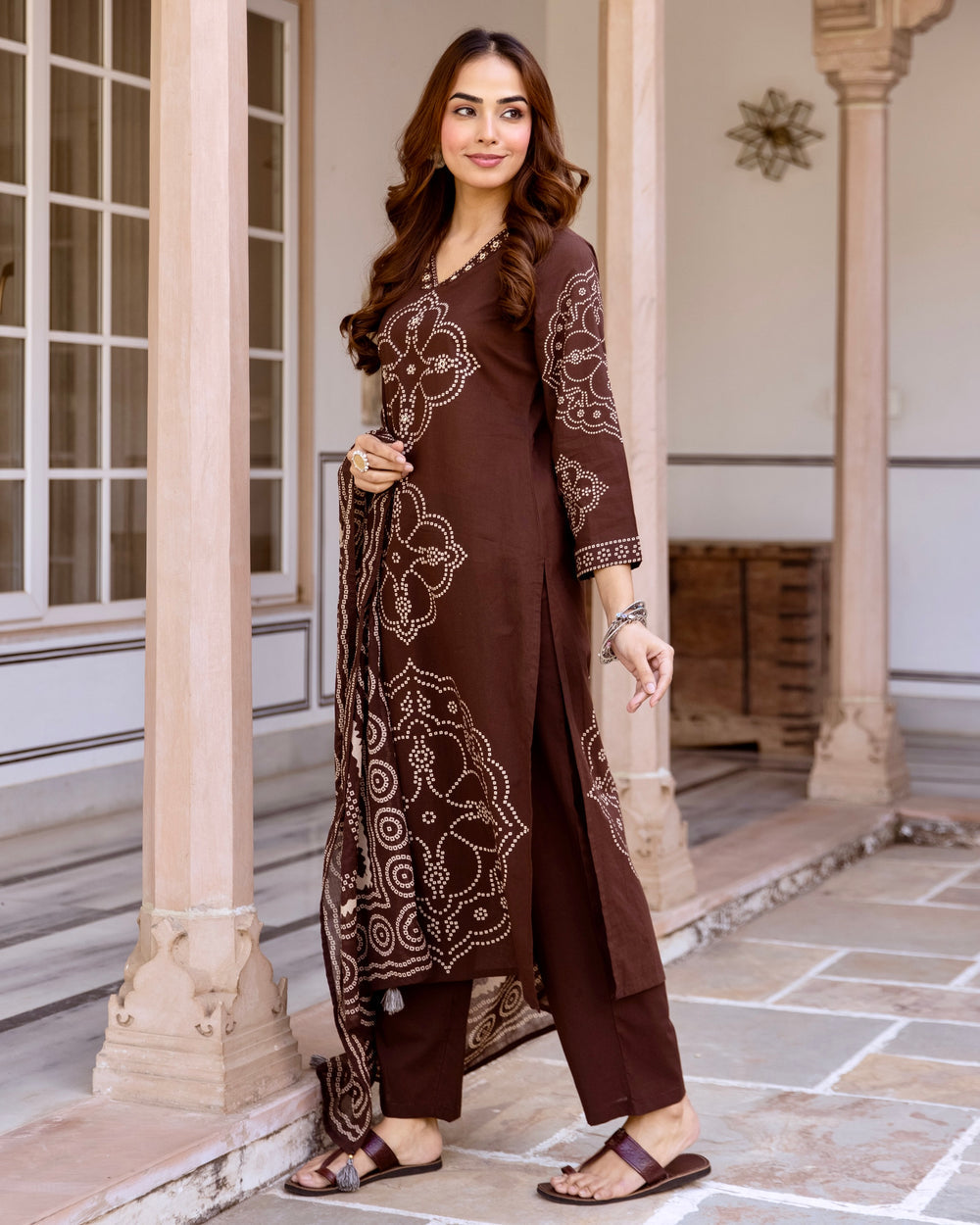 MEERA FAB Women's Pure Cotton Straight Kurta Set with Palazzo Pants & Dupatta|Ethnic wear|Kurti Suit Set for Women