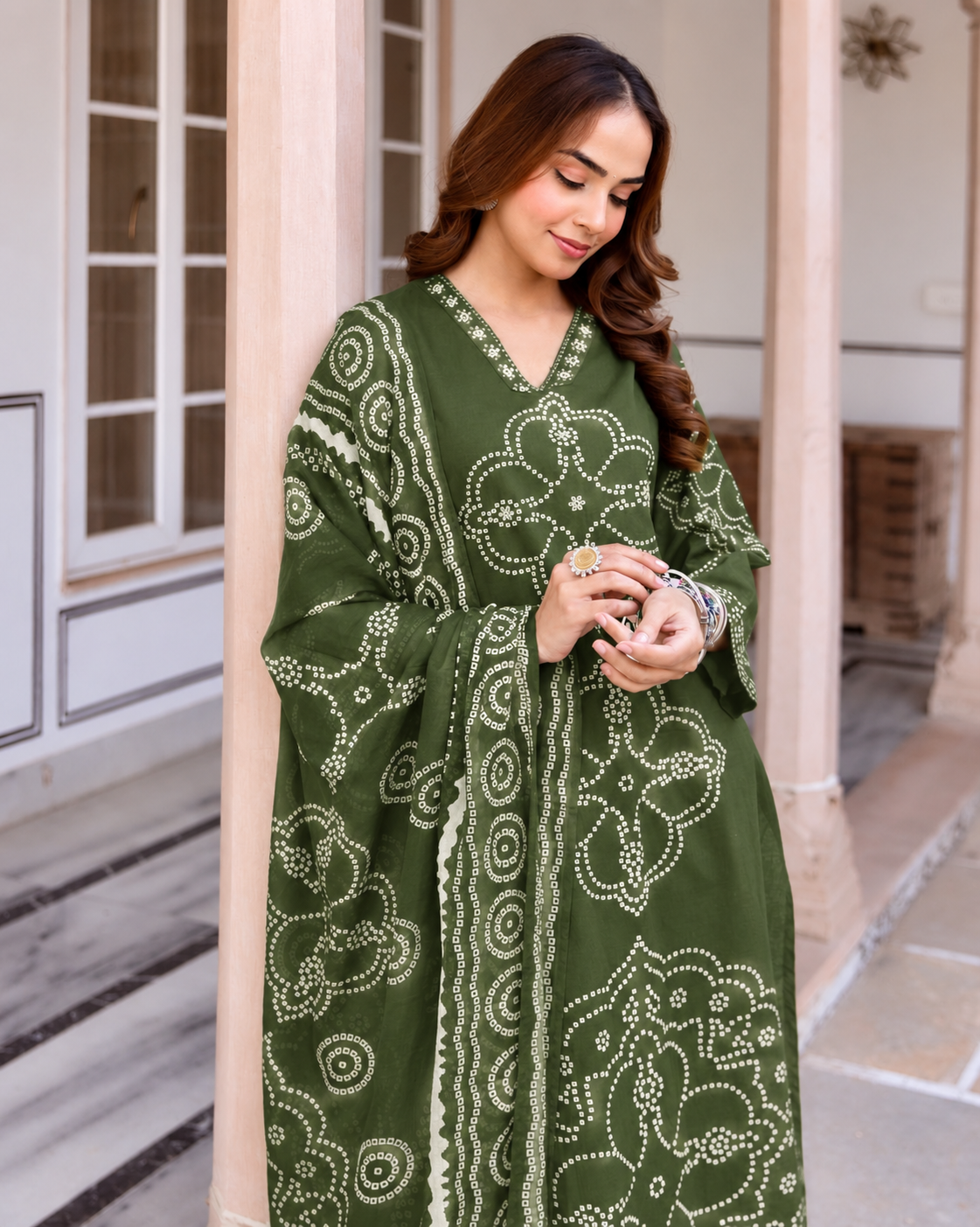 MEERA FAB Women's Pure Cotton Straight Kurta Set with Palazzo Pants & Dupatta|Ethnic wear|Kurti Suit Set for Women