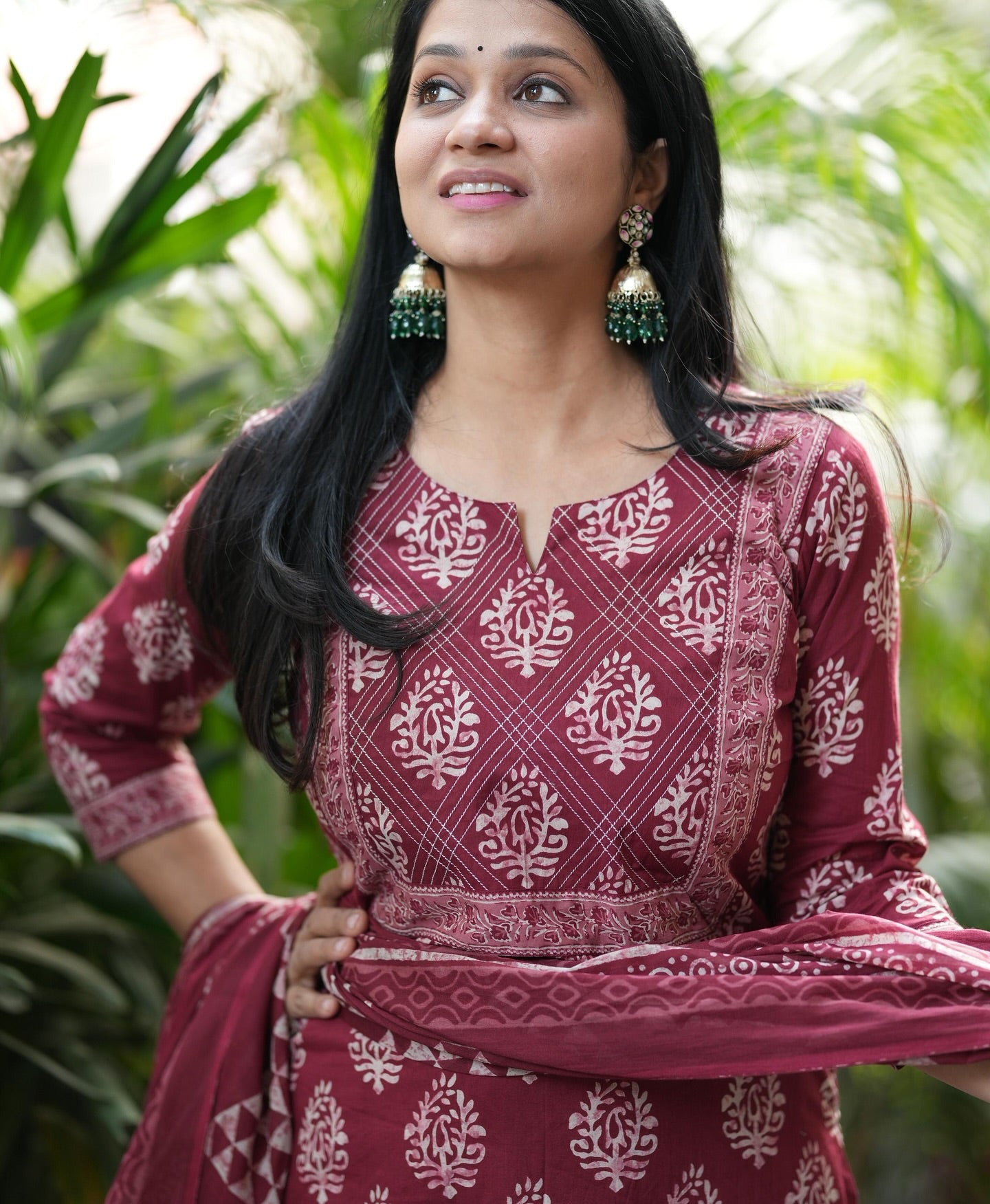 MEERA FAB Women's Pure Cotton Printed Straight Kurta Set with Palazzo Pants & Dupatta