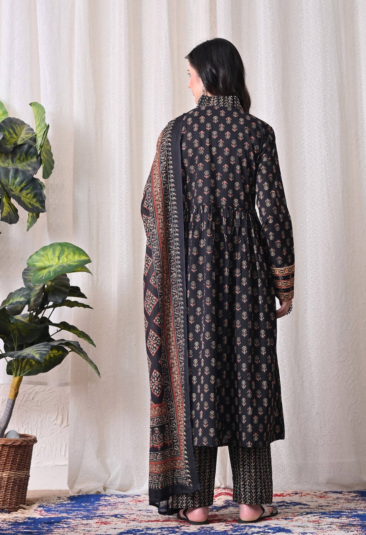 MEERA FAB Women Printed Regular Pure Cotton Anarkali Kurta with Palazzos & with Dupatta