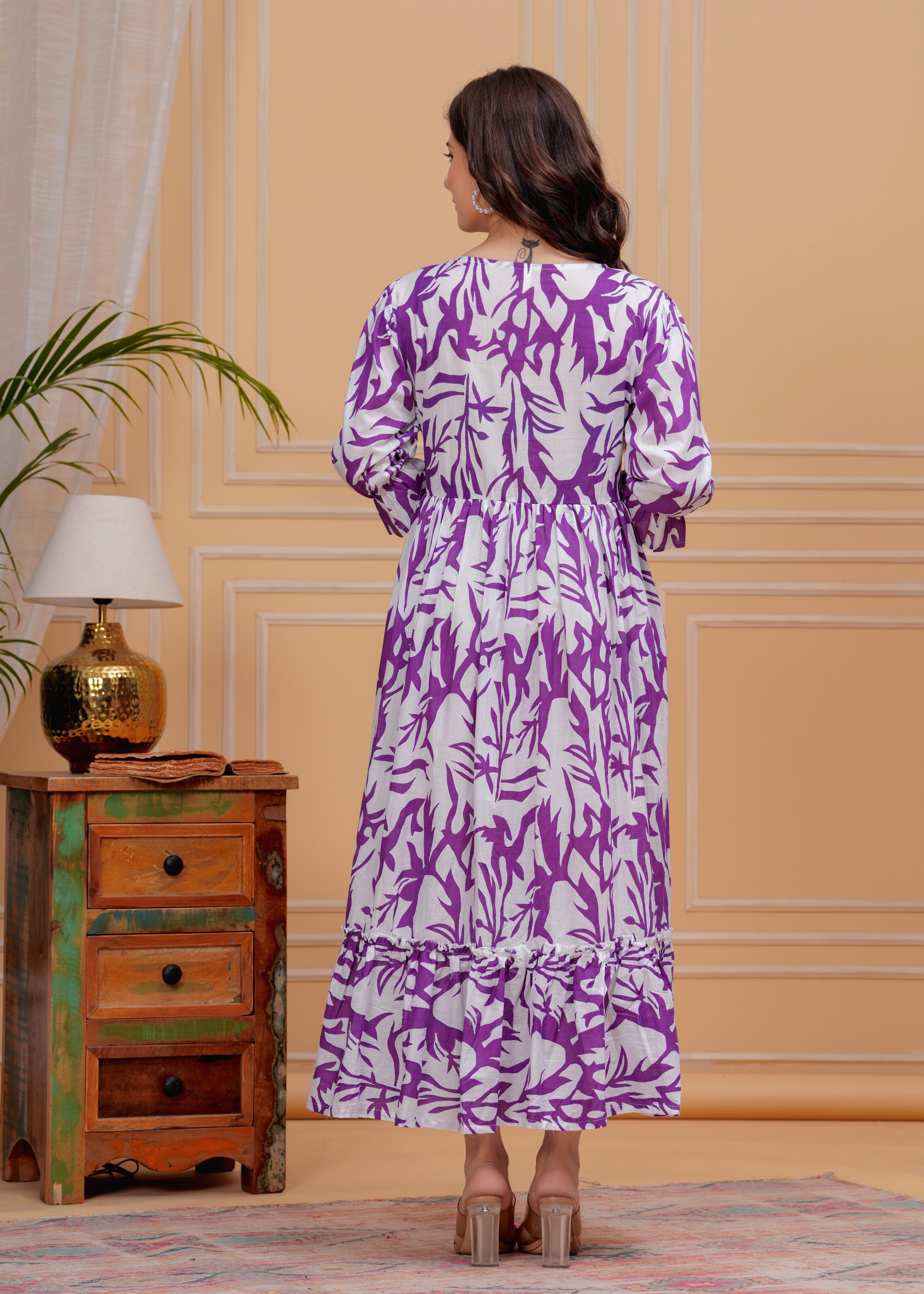 MEERA FAB Women's Pure Cotton Regular Fit Anarkali Floral Printed Regular Kurta