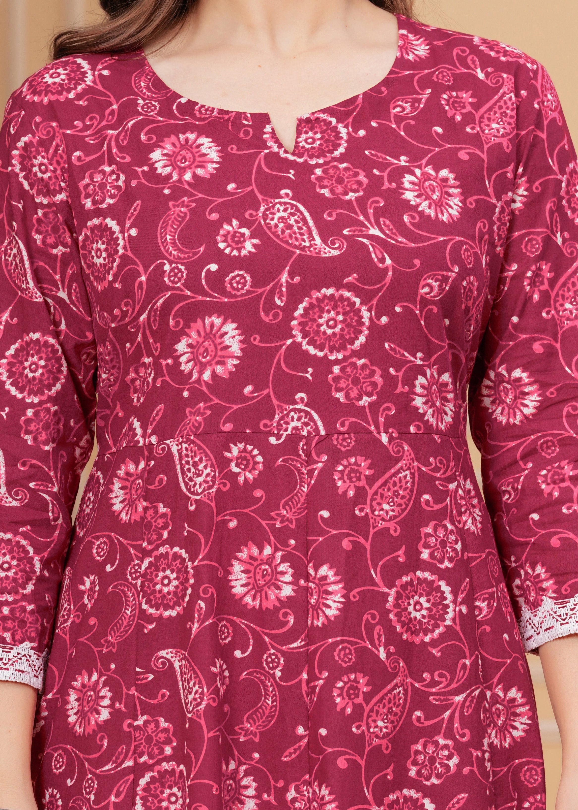 MEERA FAB Women's Cotton Printed Anarkali Kurta with Palazzo & Dupatta Set