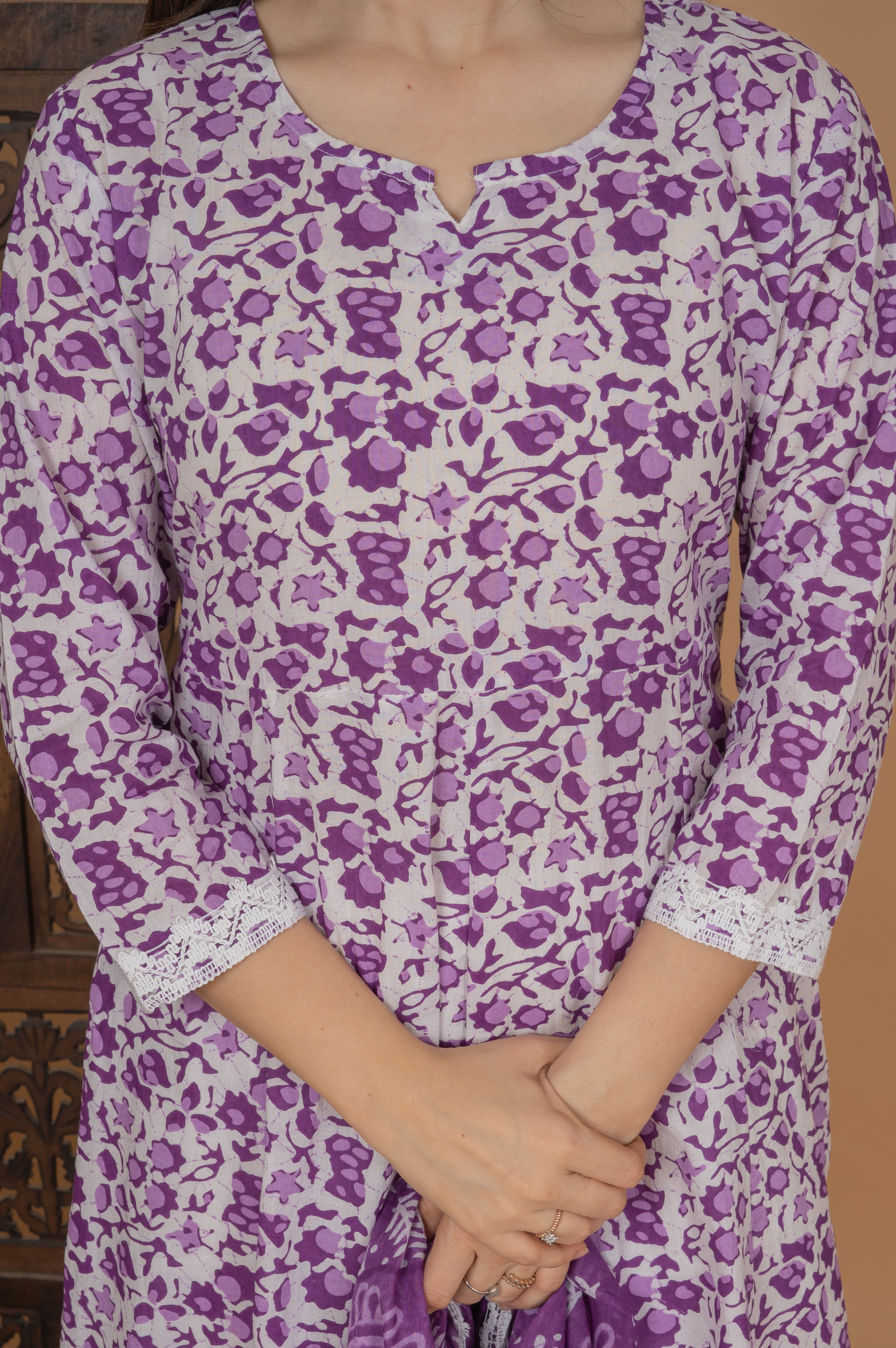 MEERA FAB Women's Cotton Printed Anarkali Kurta with Palazzo & Dupatta Set