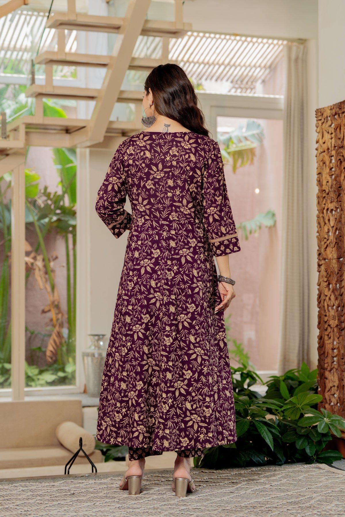 MEERA FAB Women Floral Printed Regular Pure Cotton V NECK Anarkali Kurta with Palazzos & with Dupatta (Copy)