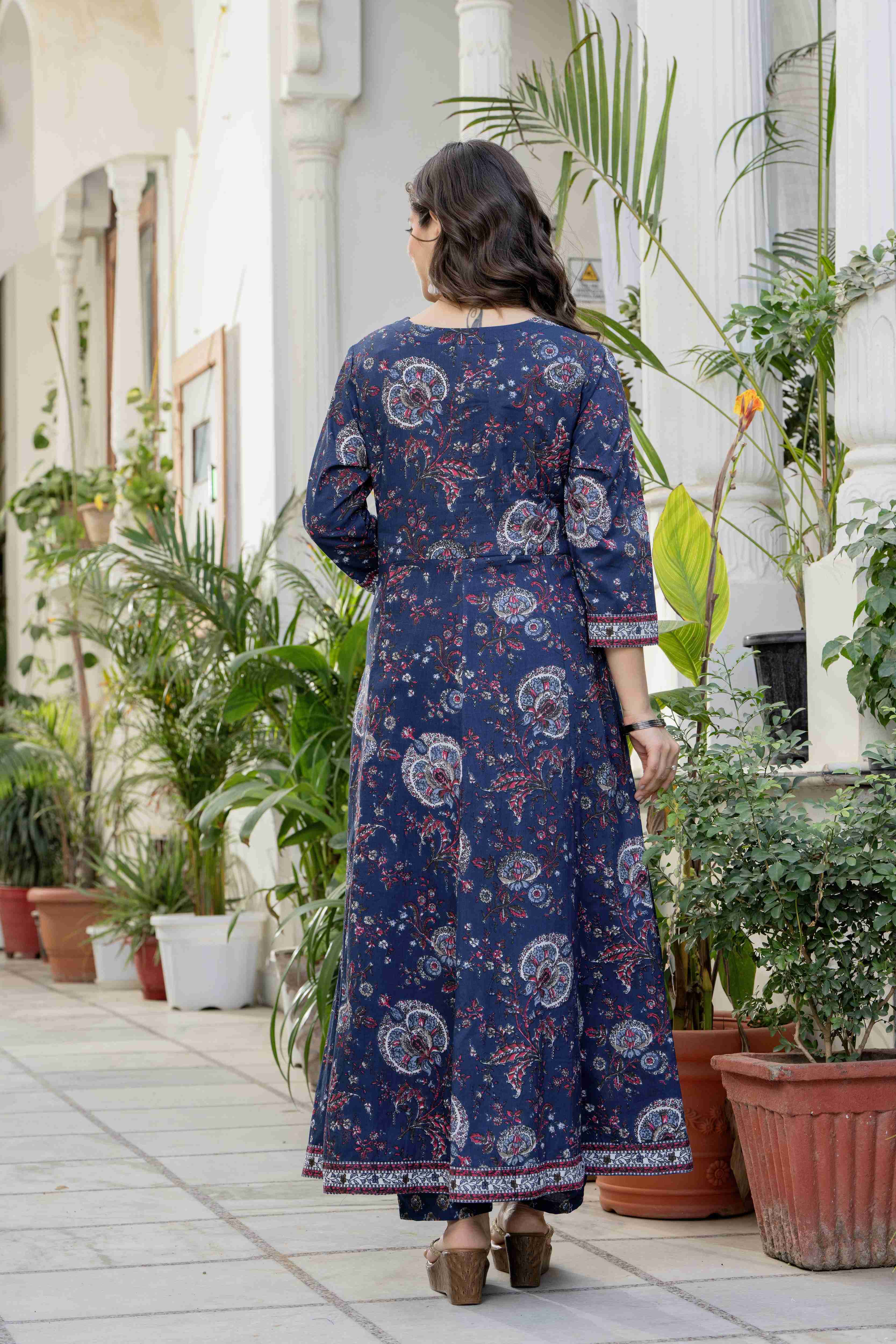 MEERA FAB Women Ethnic Motifs Printed Regular Pure Cotton Kurta with Palazzos & With Dupatta