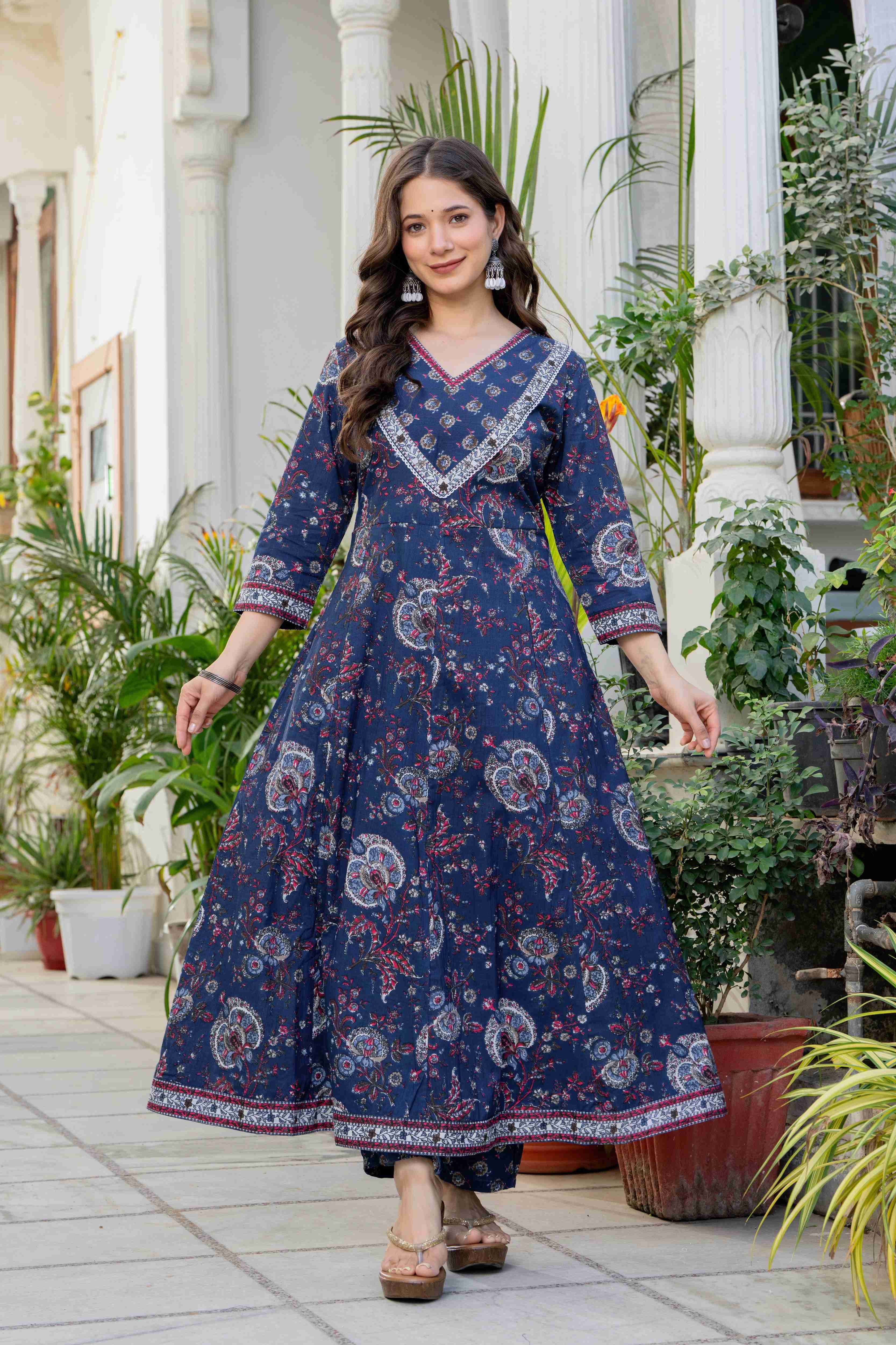 MEERA FAB Women Ethnic Motifs Printed Regular Pure Cotton Kurta with Palazzos & With Dupatta