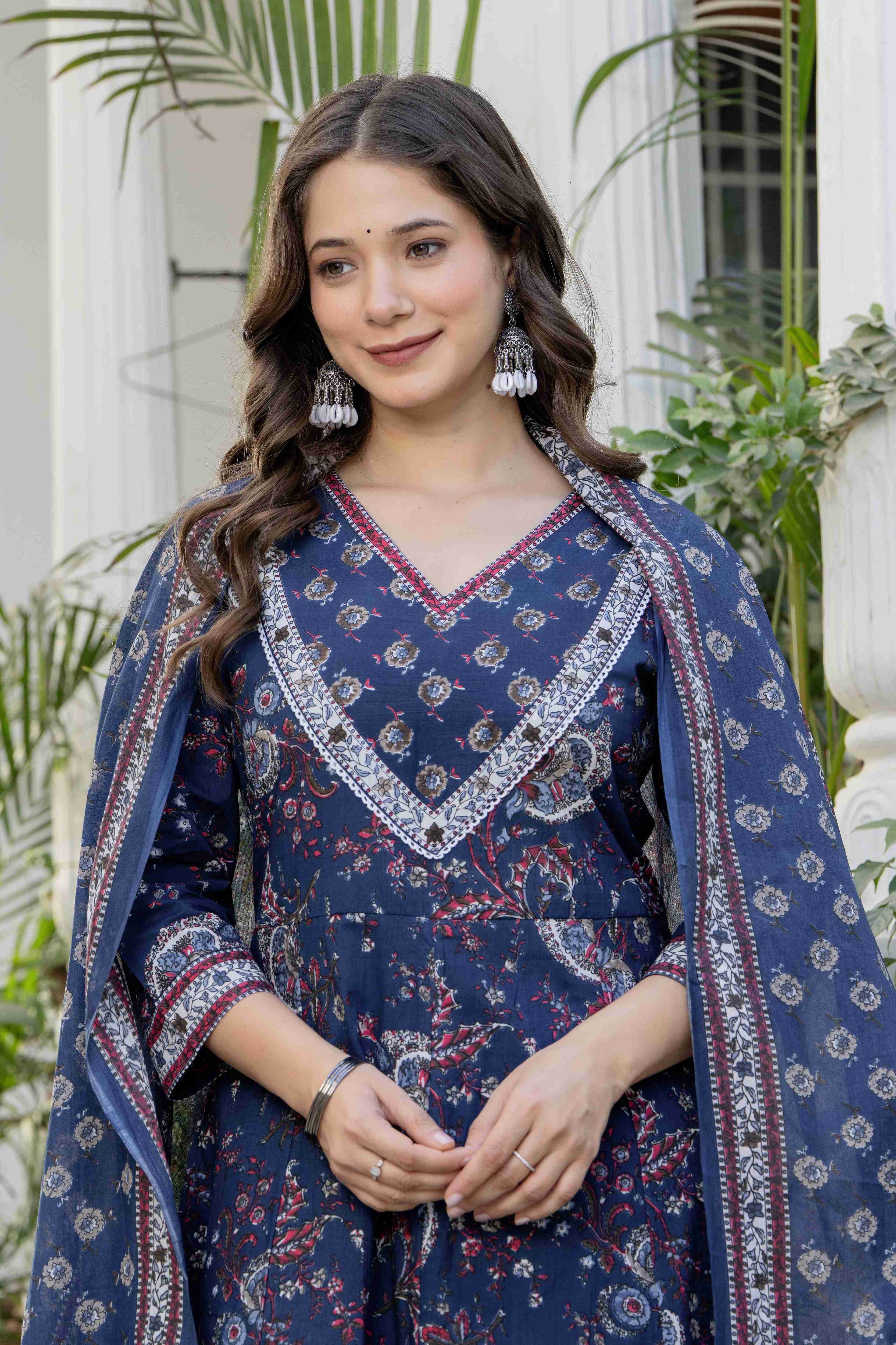 MEERA FAB Women Ethnic Motifs Printed Regular Pure Cotton Kurta with Palazzos & With Dupatta