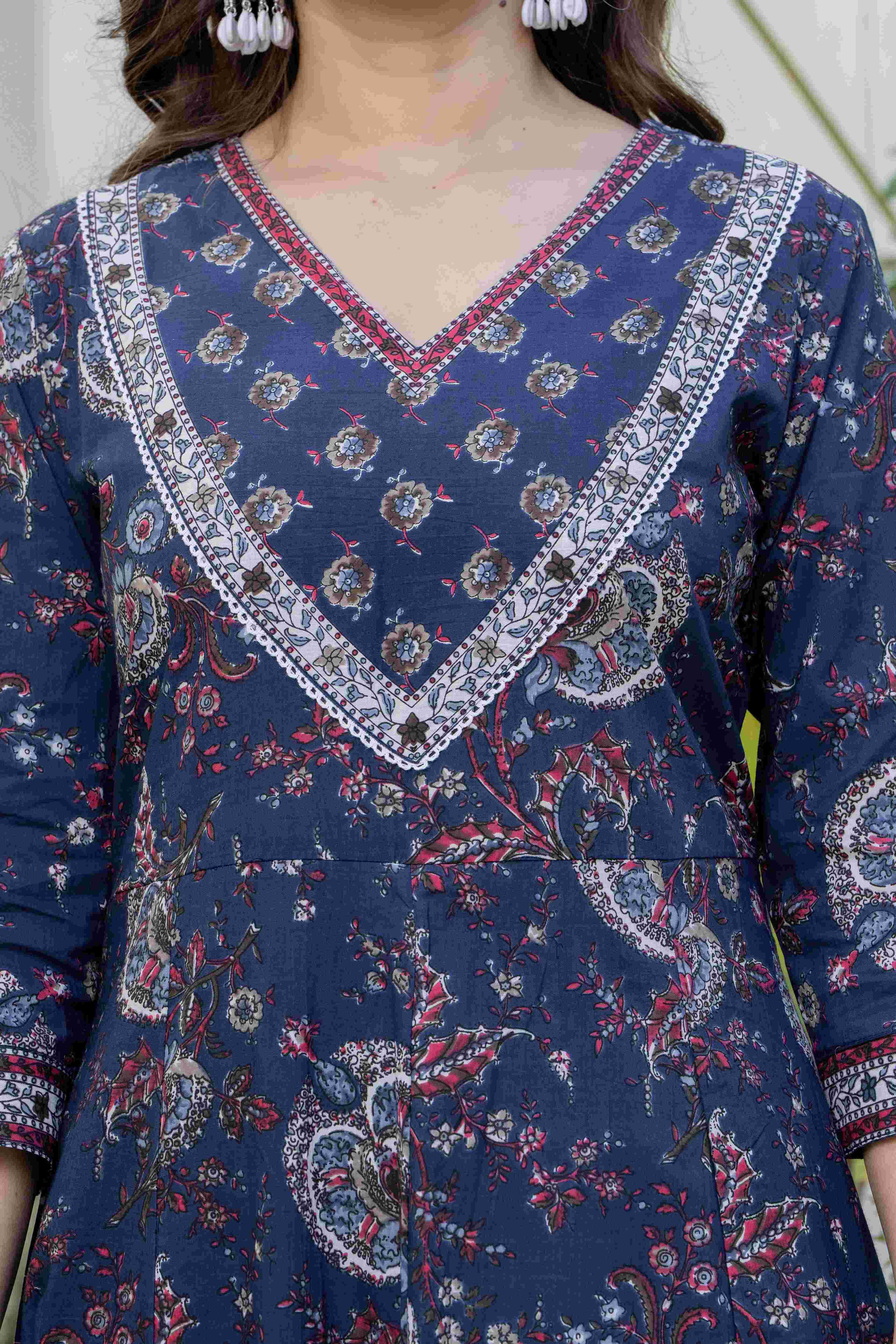 MEERA FAB Women Ethnic Motifs Printed Regular Pure Cotton Kurta with Palazzos & With Dupatta