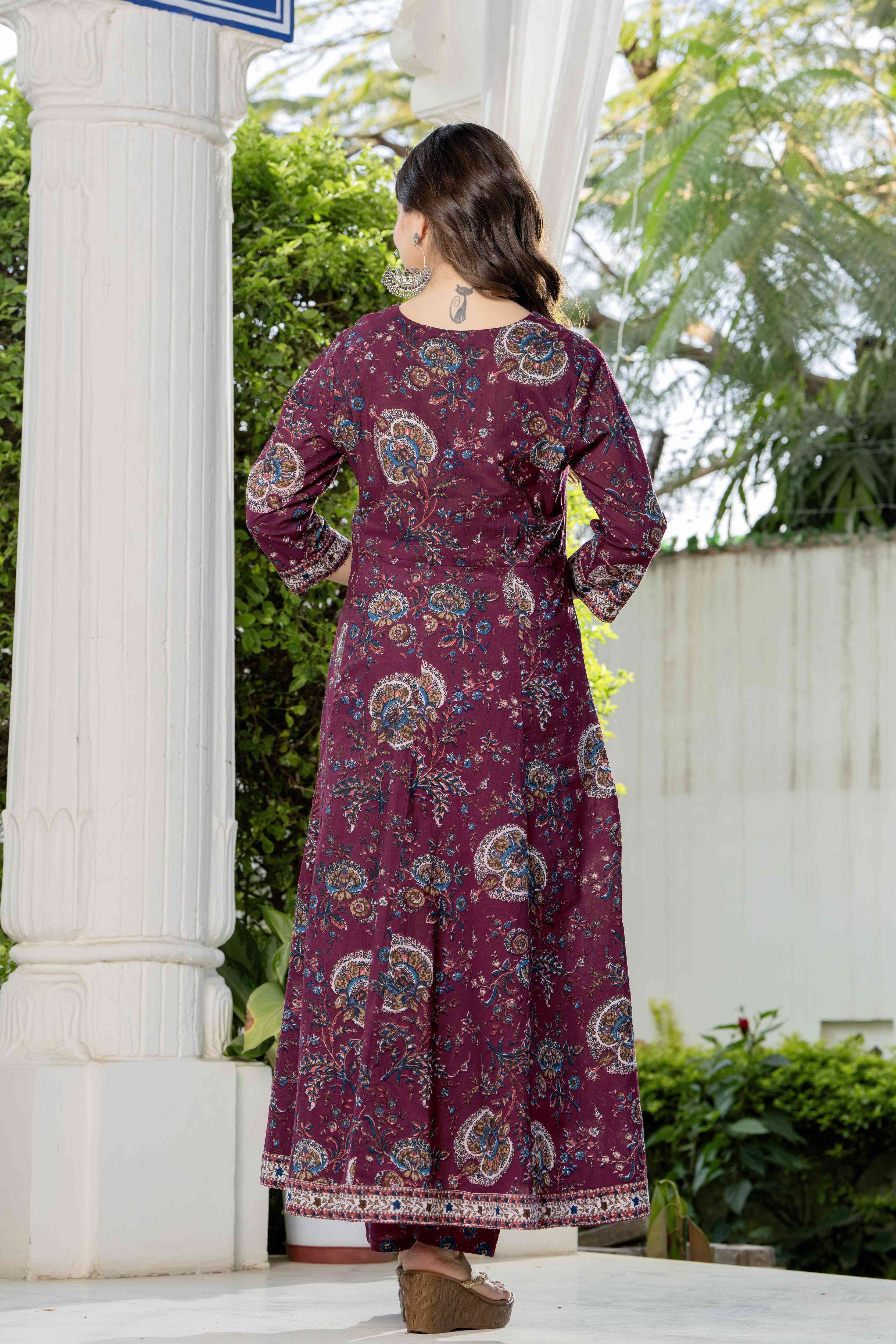 MEERA FAB Women Ethnic Motifs Printed Regular Pure Cotton Kurta with Palazzos & With Dupatta