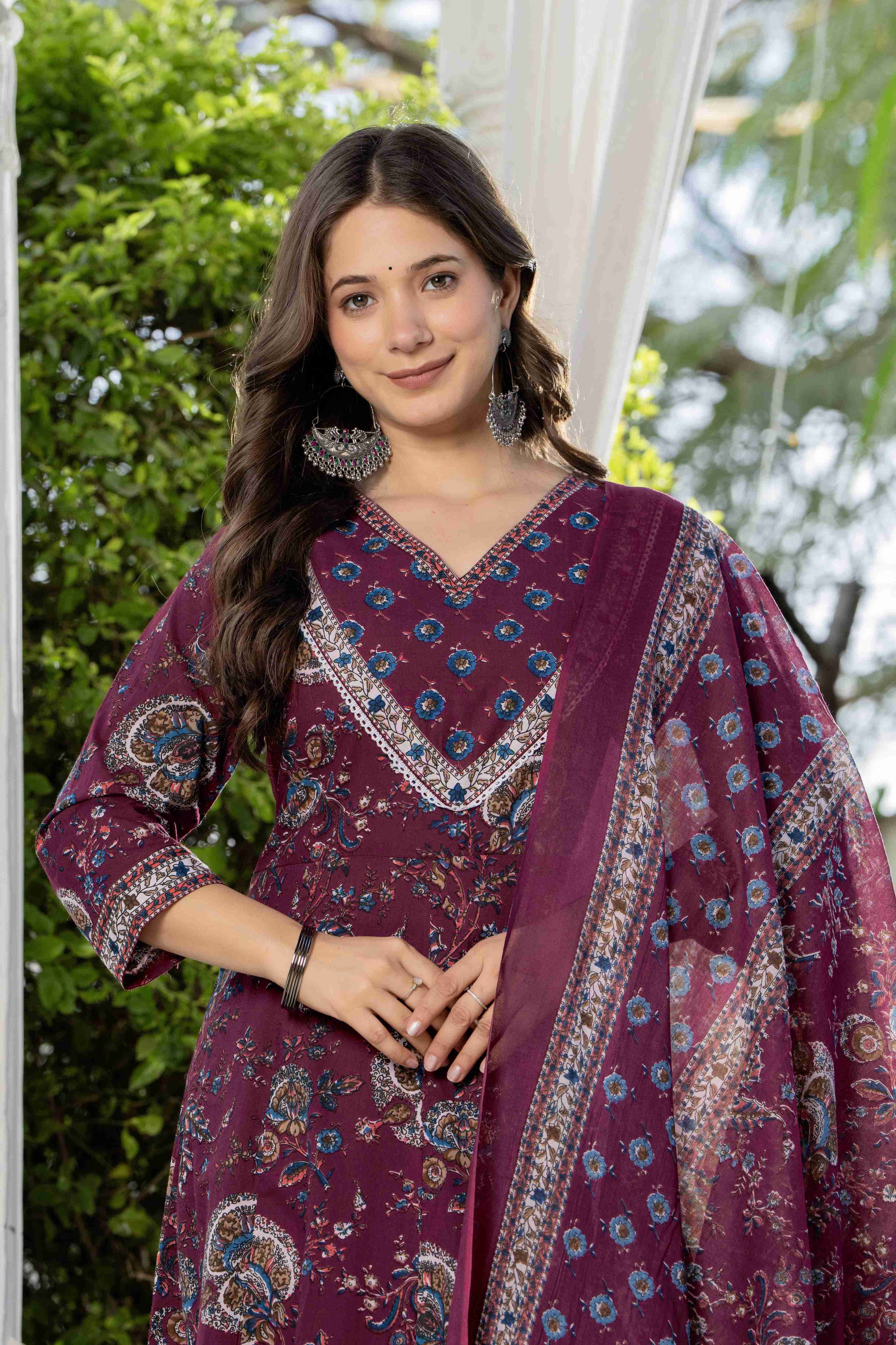 MEERA FAB Women Ethnic Motifs Printed Regular Pure Cotton Kurta with Palazzos & With Dupatta