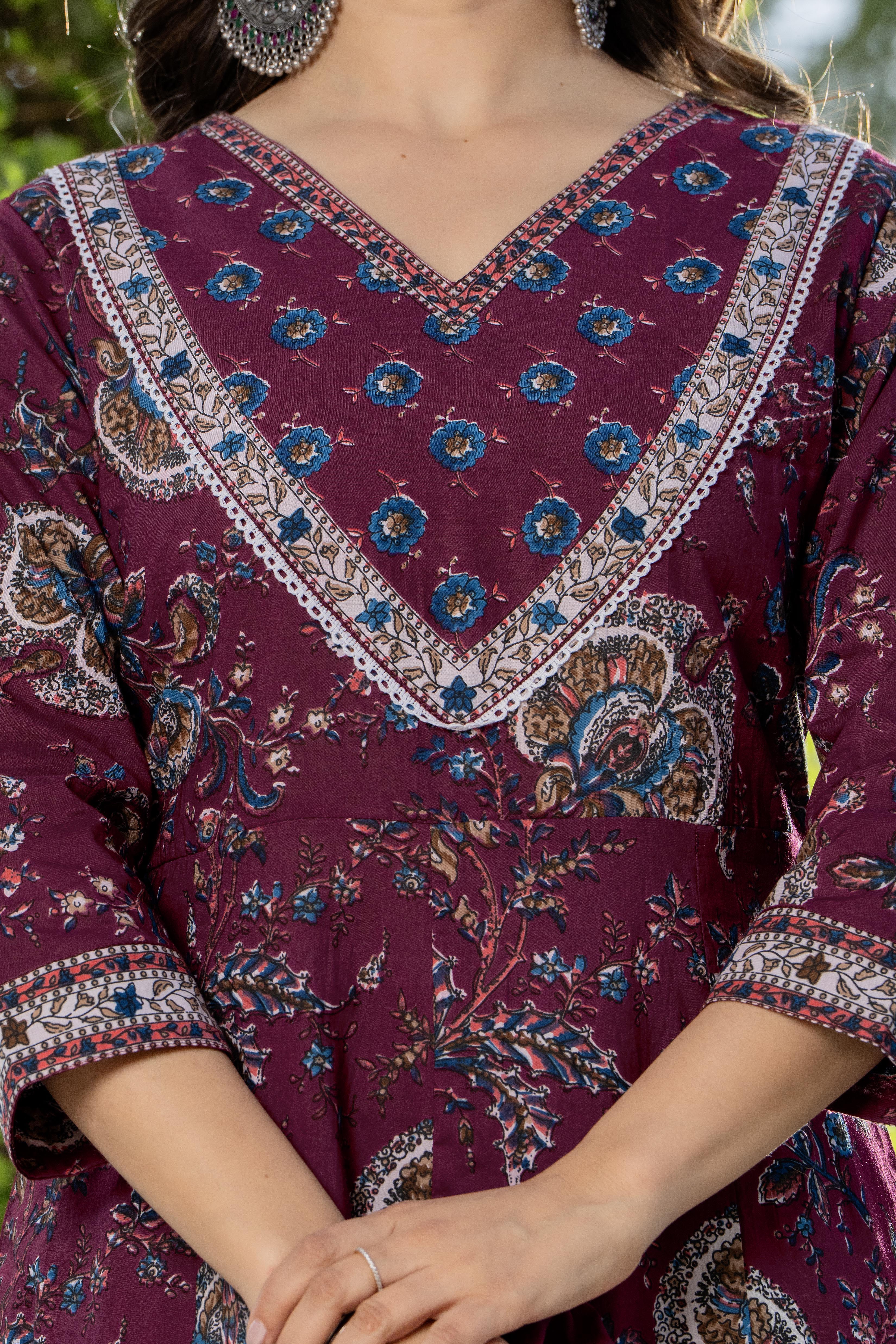 MEERA FAB Women Ethnic Motifs Printed Regular Pure Cotton Kurta with Palazzos & With Dupatta