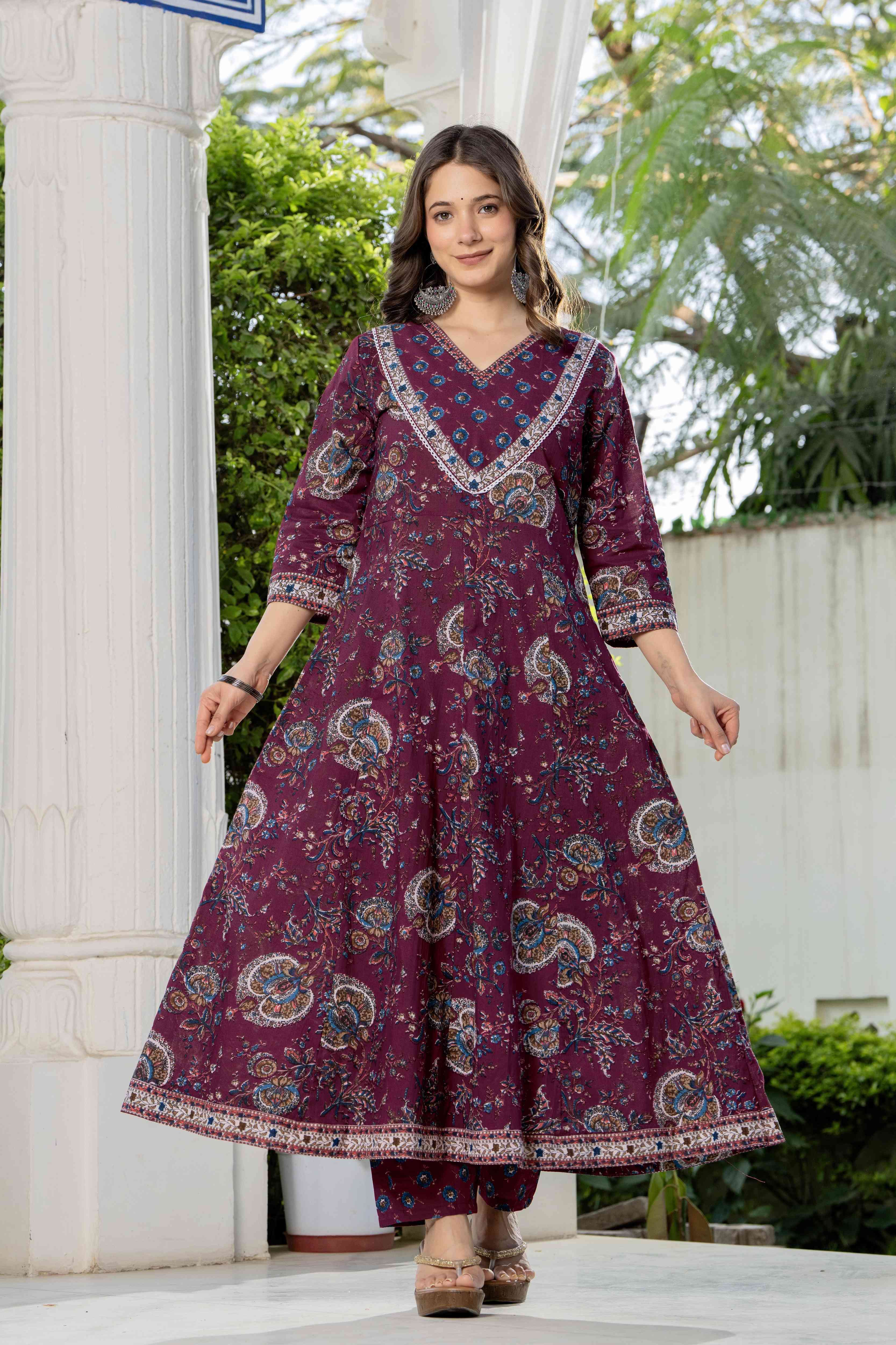 MEERA FAB Women Ethnic Motifs Printed Regular Pure Cotton Kurta with Palazzos & With Dupatta