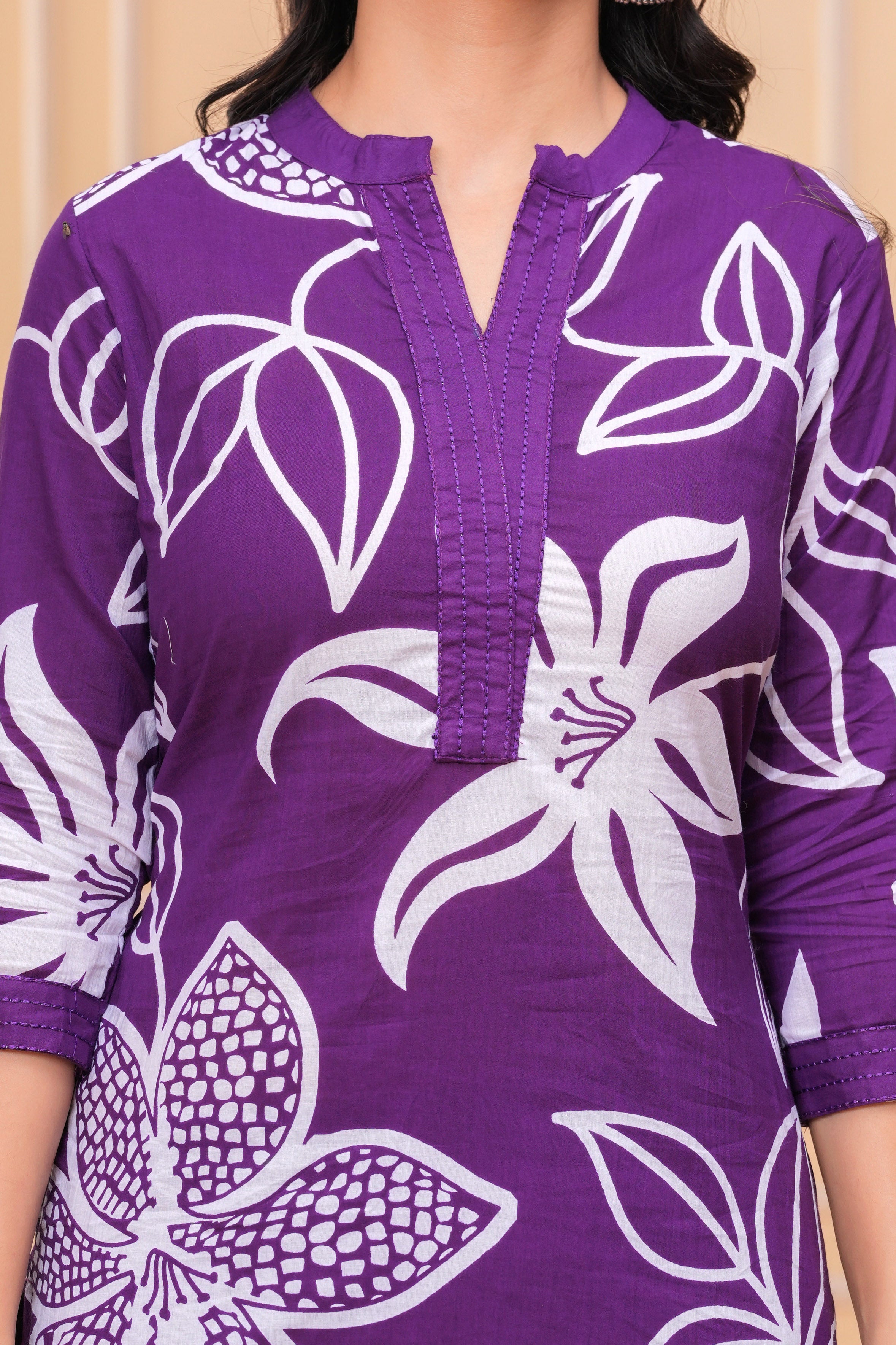 MEERA FAB Women's Pure Cotton Printed Ethnic Wear Straight Kurta Set with Palazzo Pants