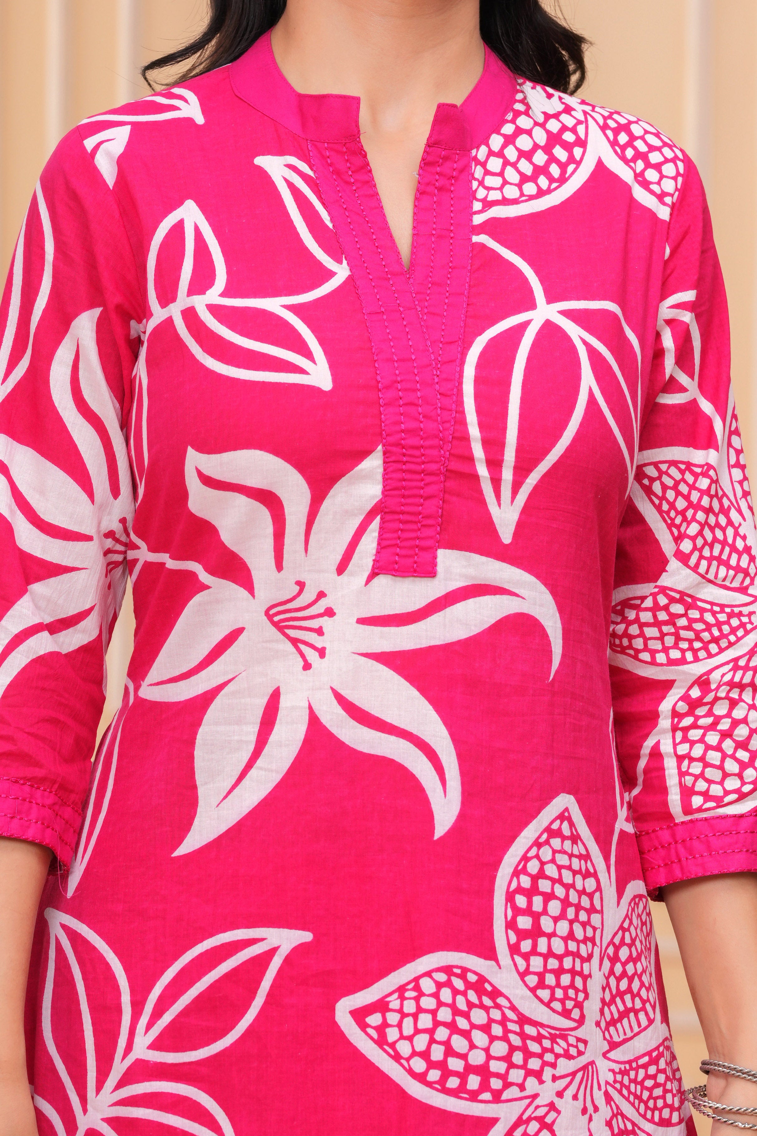 MEERA FAB Women's Pure Cotton Printed Ethnic Wear Straight Kurta Set with Palazzo Pants