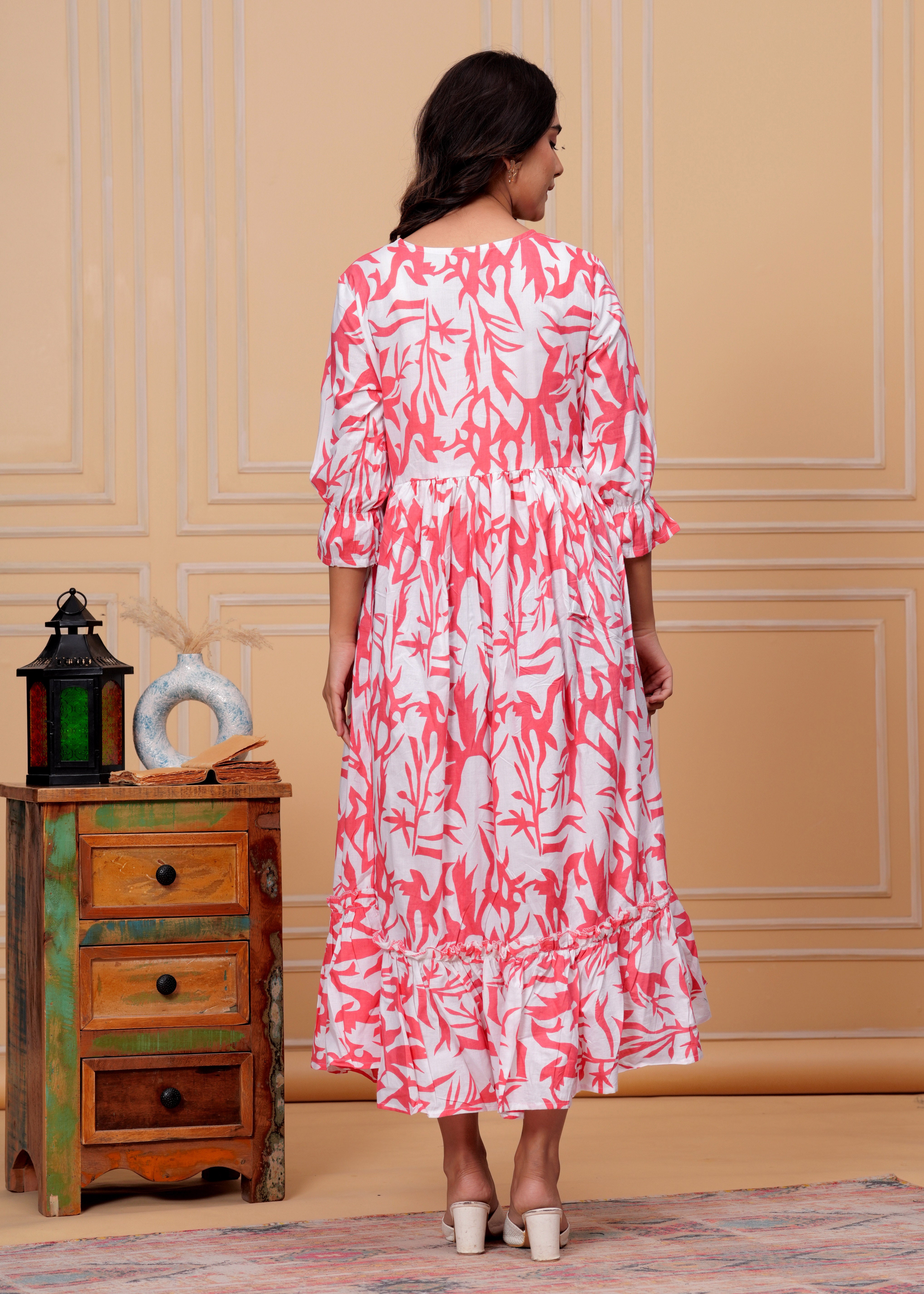 MEERA FAB Women's Pure Cotton Regular Fit Anarkali Floral Printed Regular Kurta