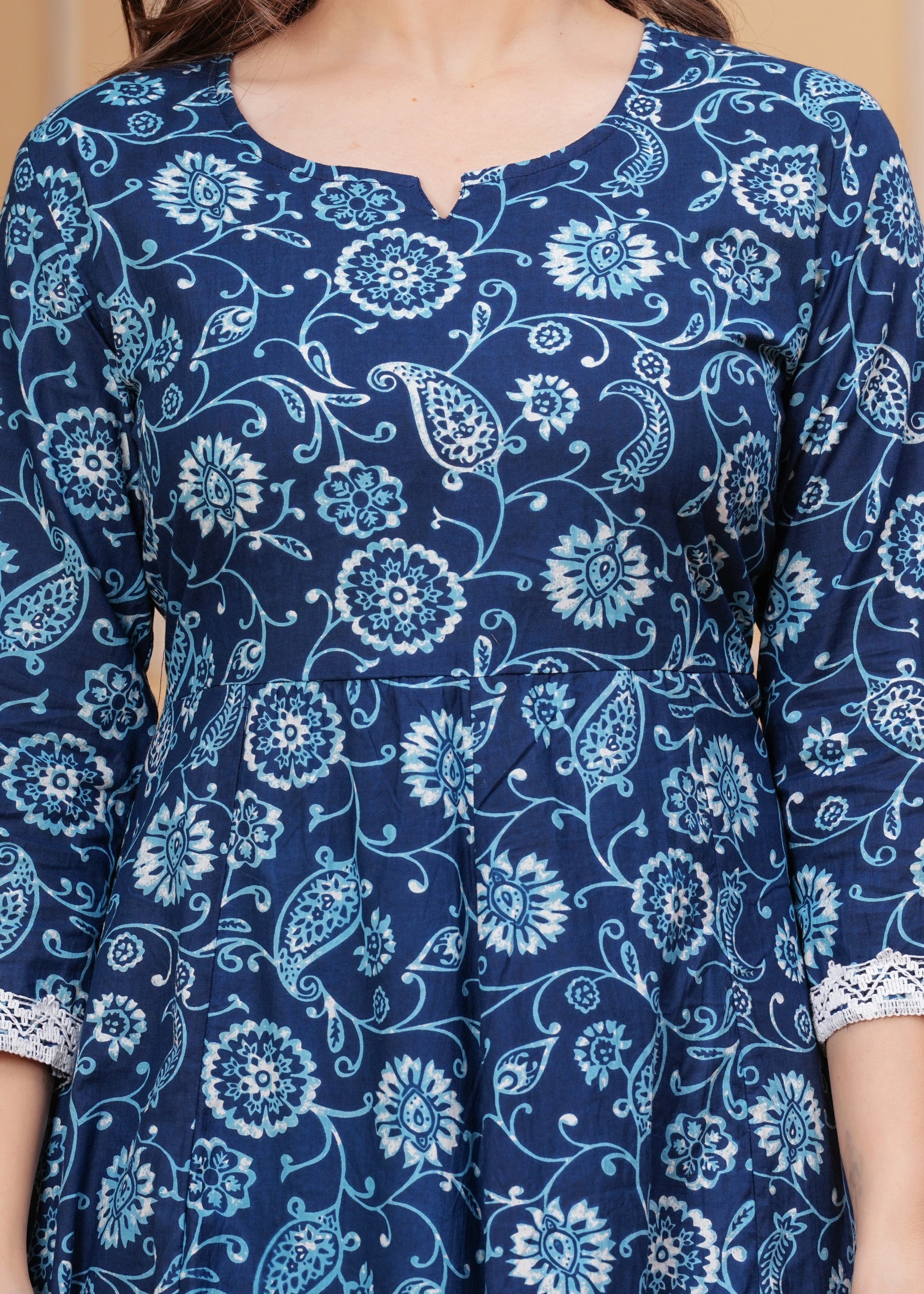 MEERA FAB Women's Cotton Printed Anarkali Kurta with Palazzo & Dupatta Set