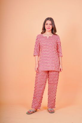 Women's Cotton Printed Night Suit with Pant