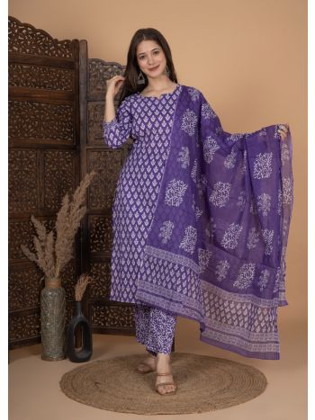 Women Printed Straight Kurta with Palazzo & Dupatta MF-273