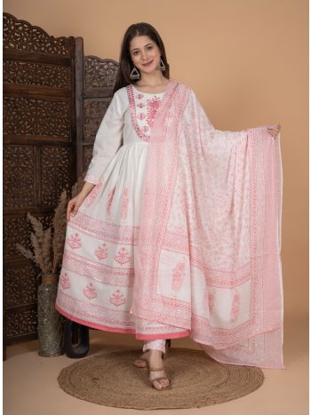 Women Printed Embrodriery Kurta with Palazzo & Dupatta MF-278