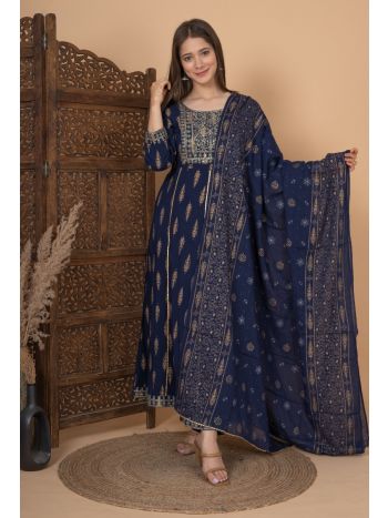 Women Printed Anarkali Kurta with Palazzo & Dupatta MF-267