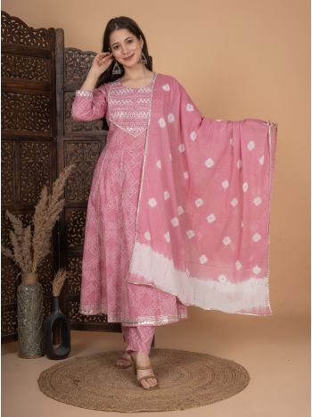 Women Printed Anarkali Kurta with Palazzo & Dupatta MF-279