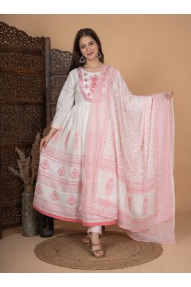 Women Printed Embrodriery Kurta with Palazzo & Dupatta MF-278