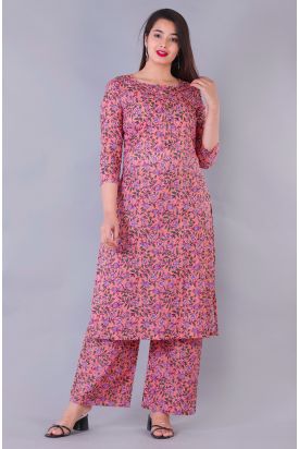 Women Printed Kurta with Palazzo PINK MF-121