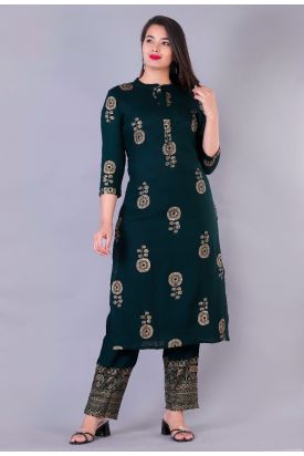 Women Printed Kurta with Palazzo GREEN MF-111
