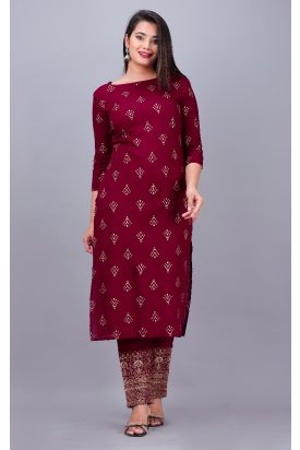 Women Printed Kurta with Palazzo PURPLE MF-134