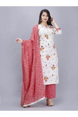 Women Printed Kurta with Palazzo & Dupatta MULTICOLOURED MF-148
