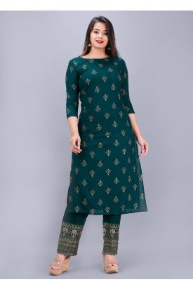 Women Printed Kurta with Palazzo GREEN MF-133