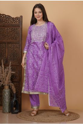 Women Printed Straight Kurta with Palazzo & Dupatta MF-261