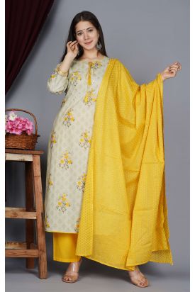 Women Printed Kurta with Palazzo & Dupatta MULTICOLOURED MF-195