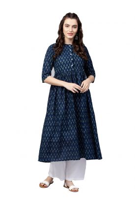 Women Printed Kurta with Palazzo BLUE MF-97